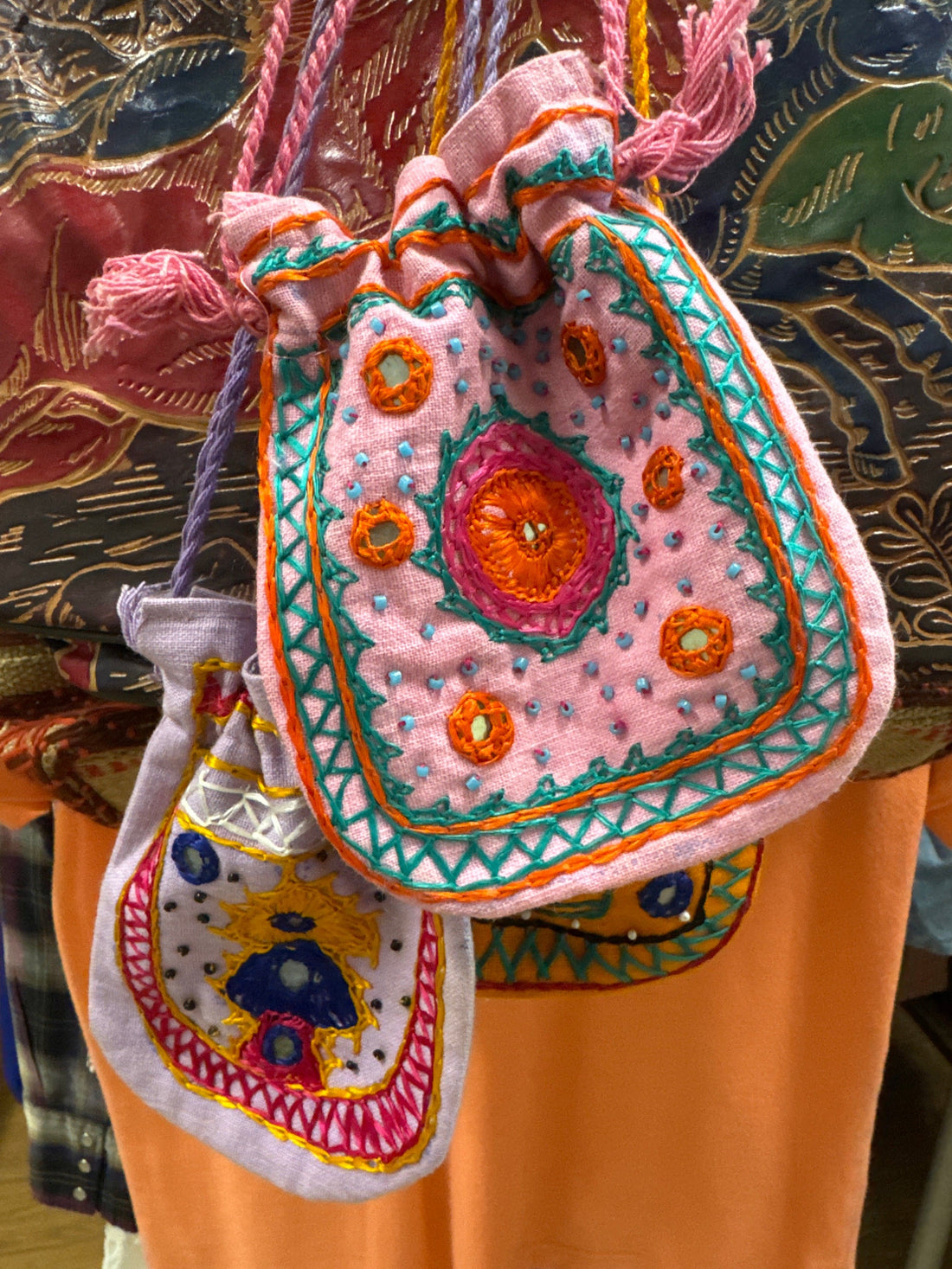 Colorful Embroidered Boho Pouch