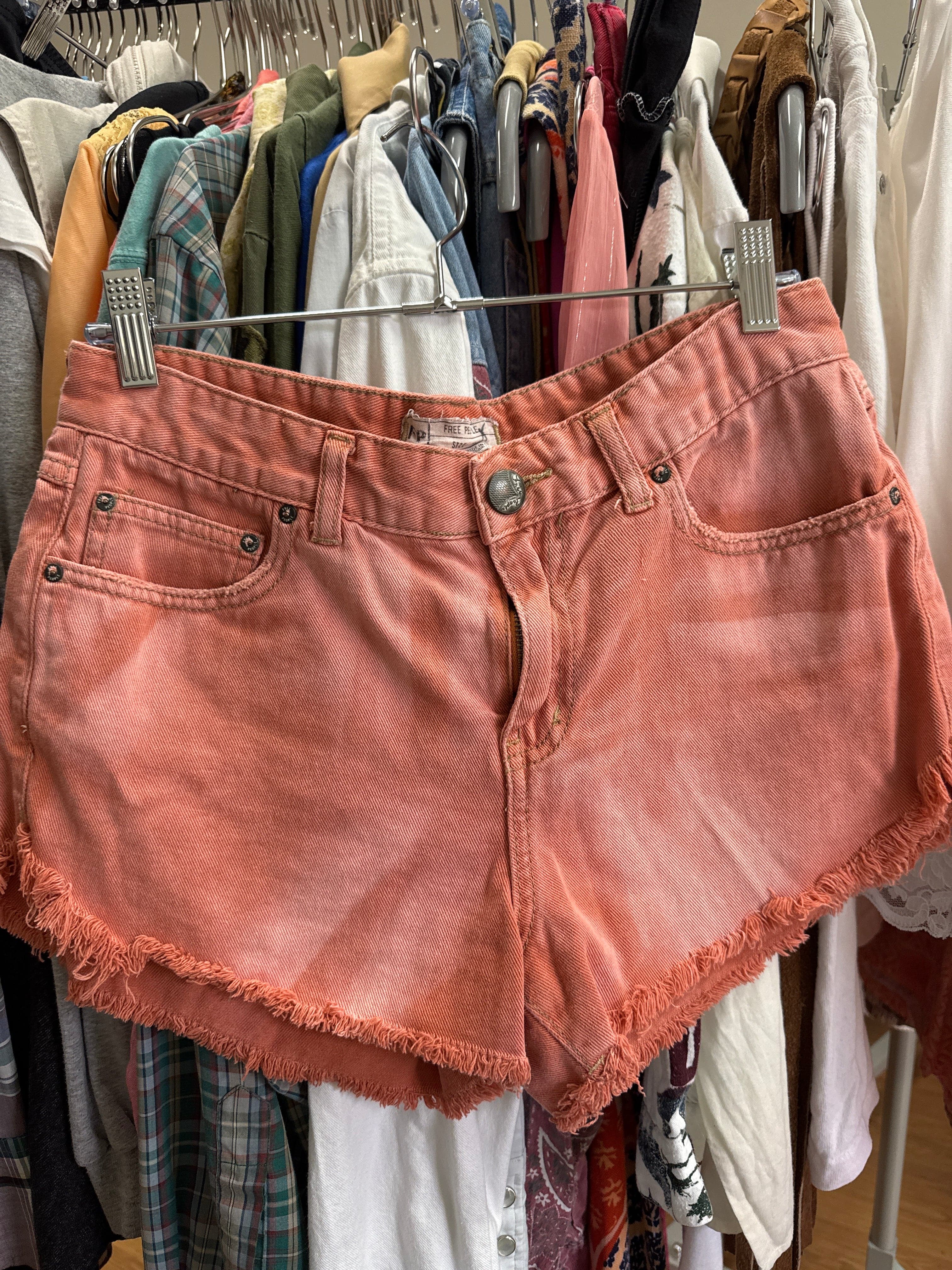 Venus Of The Desert Free People Coral Denim Shorts available in Joshua Tree at JT Trading Post