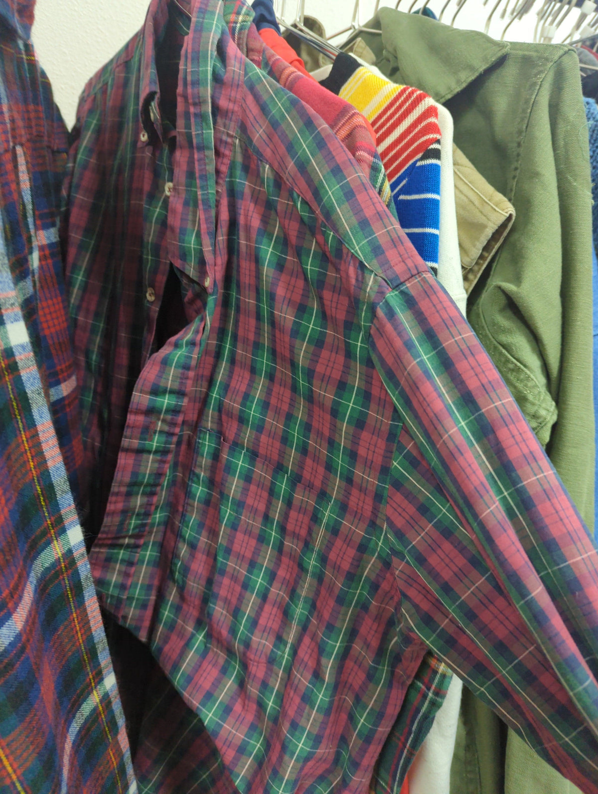Venus Of The Desert 80s Eddie Bauer Red Green Plaid Shirt available in Joshua Tree at JT Trading Post