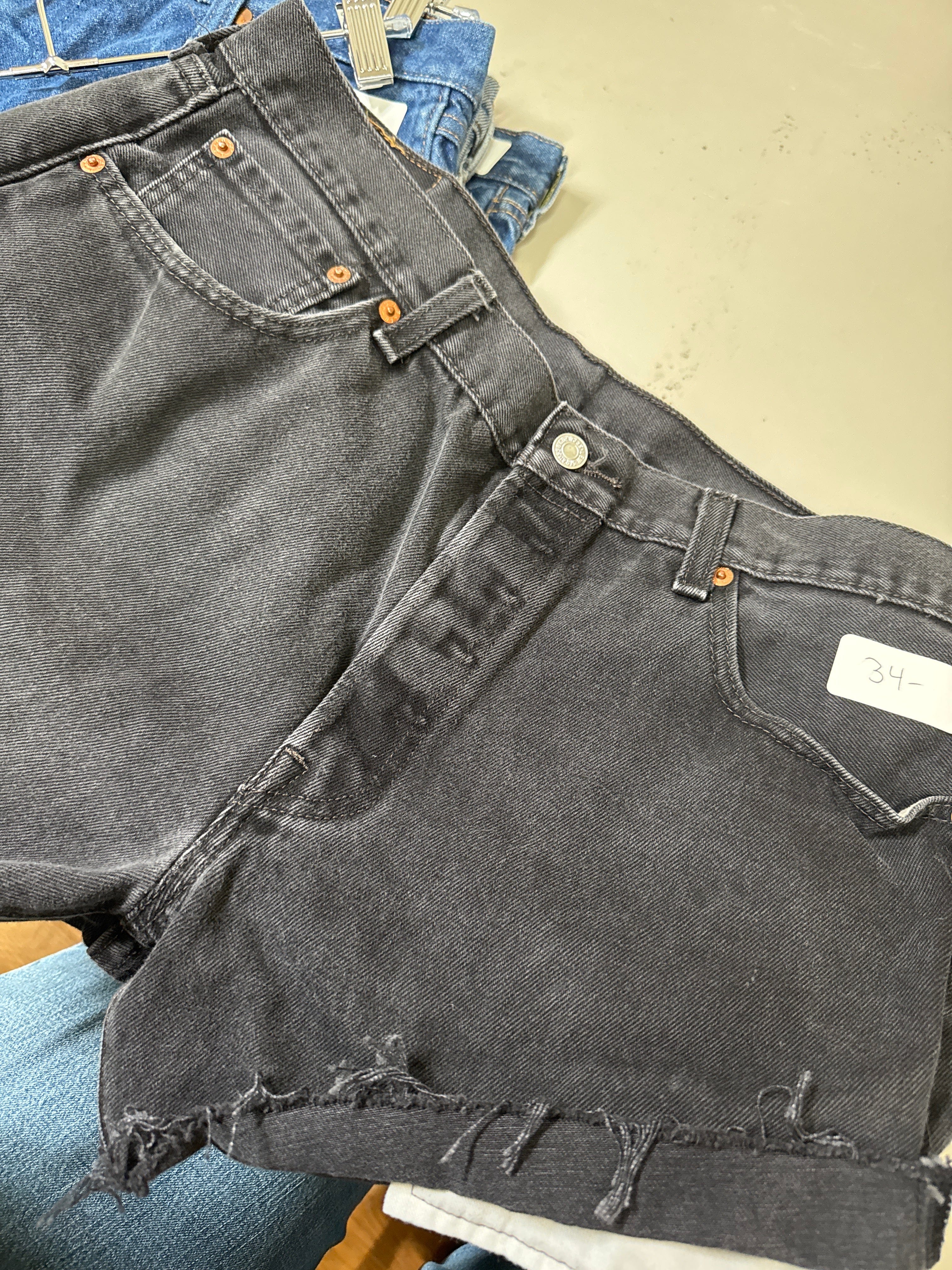 Venus Of The Desert Levis Blk Denim 501 Cutoffs W34 available in Joshua Tree at JT Trading Post