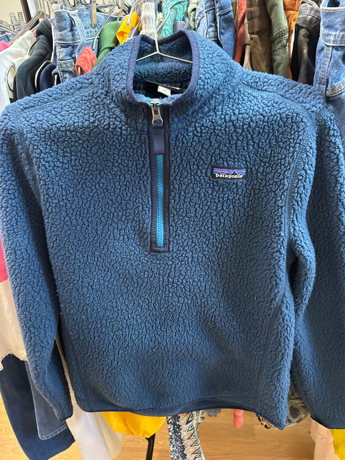 Venus Of The Desert Mod Patagonia Navy 1/4 Zip Fleece available in Joshua Tree at JT Trading Post