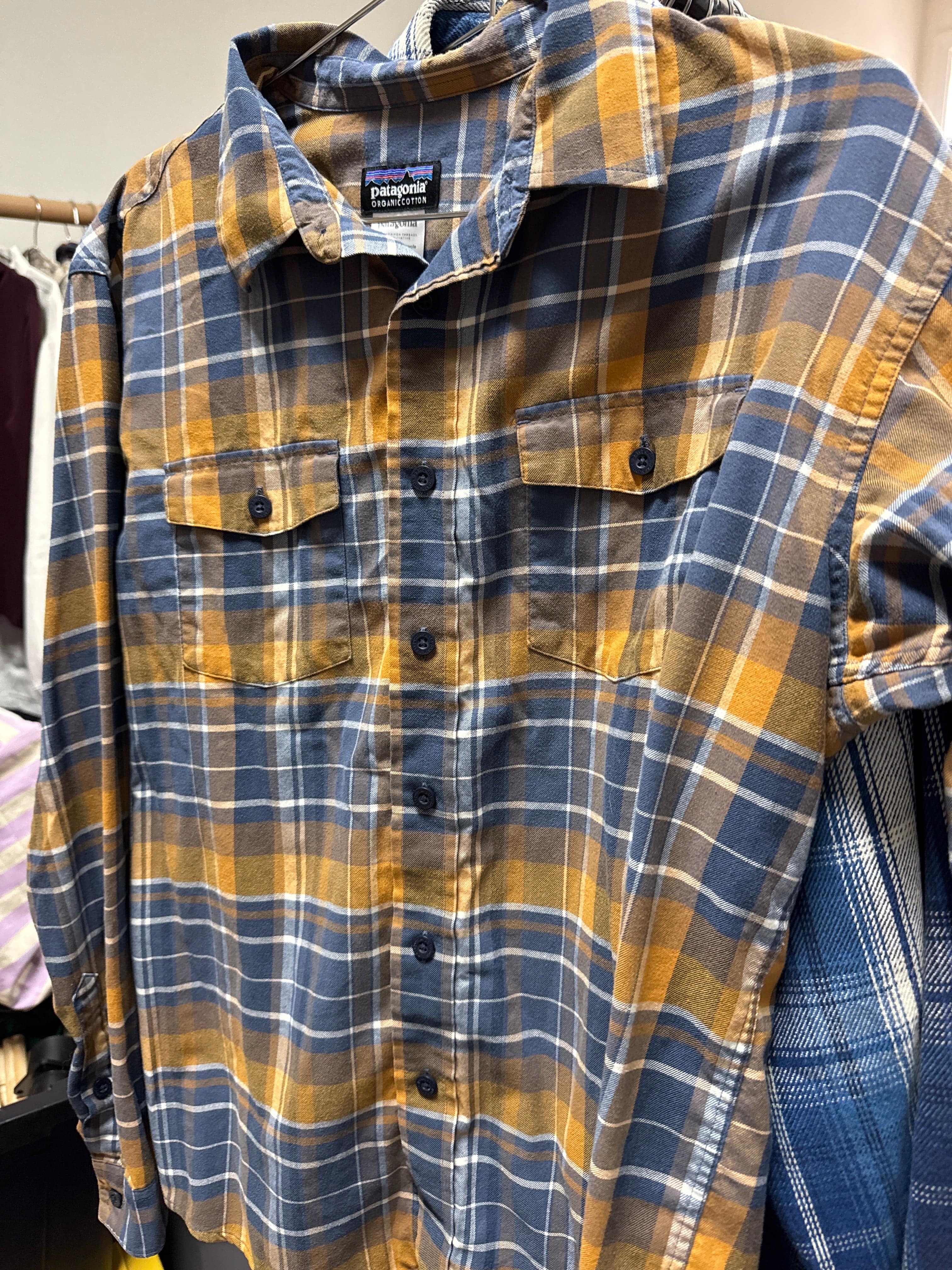 Venus Of The Desert Patagonia Orange Blue Cotton Flannel available in Joshua Tree at JT Trading Post