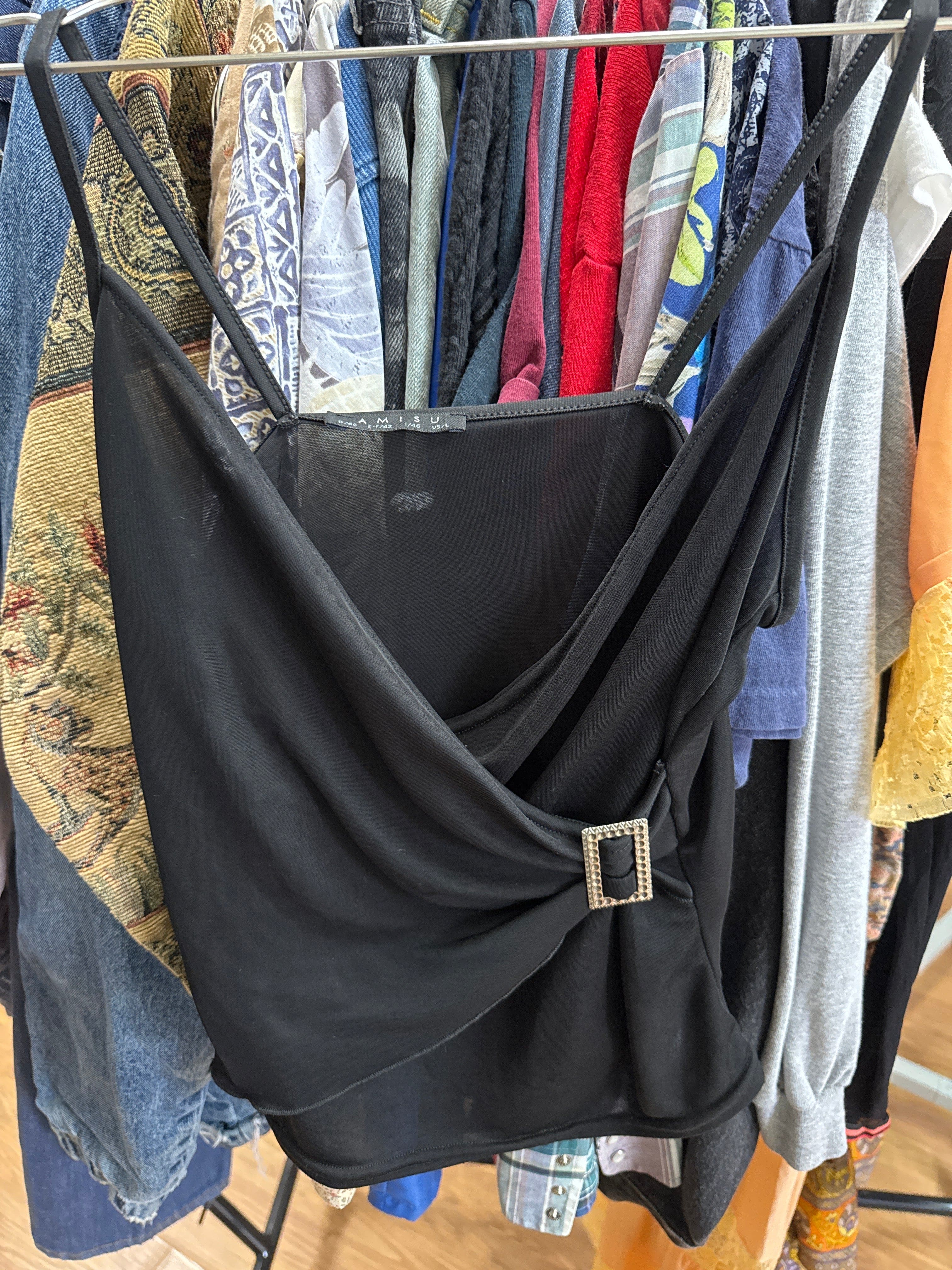 Venus Of The Desert Vtg Amisu Blk Buckle Top available in Joshua Tree at JT Trading Post