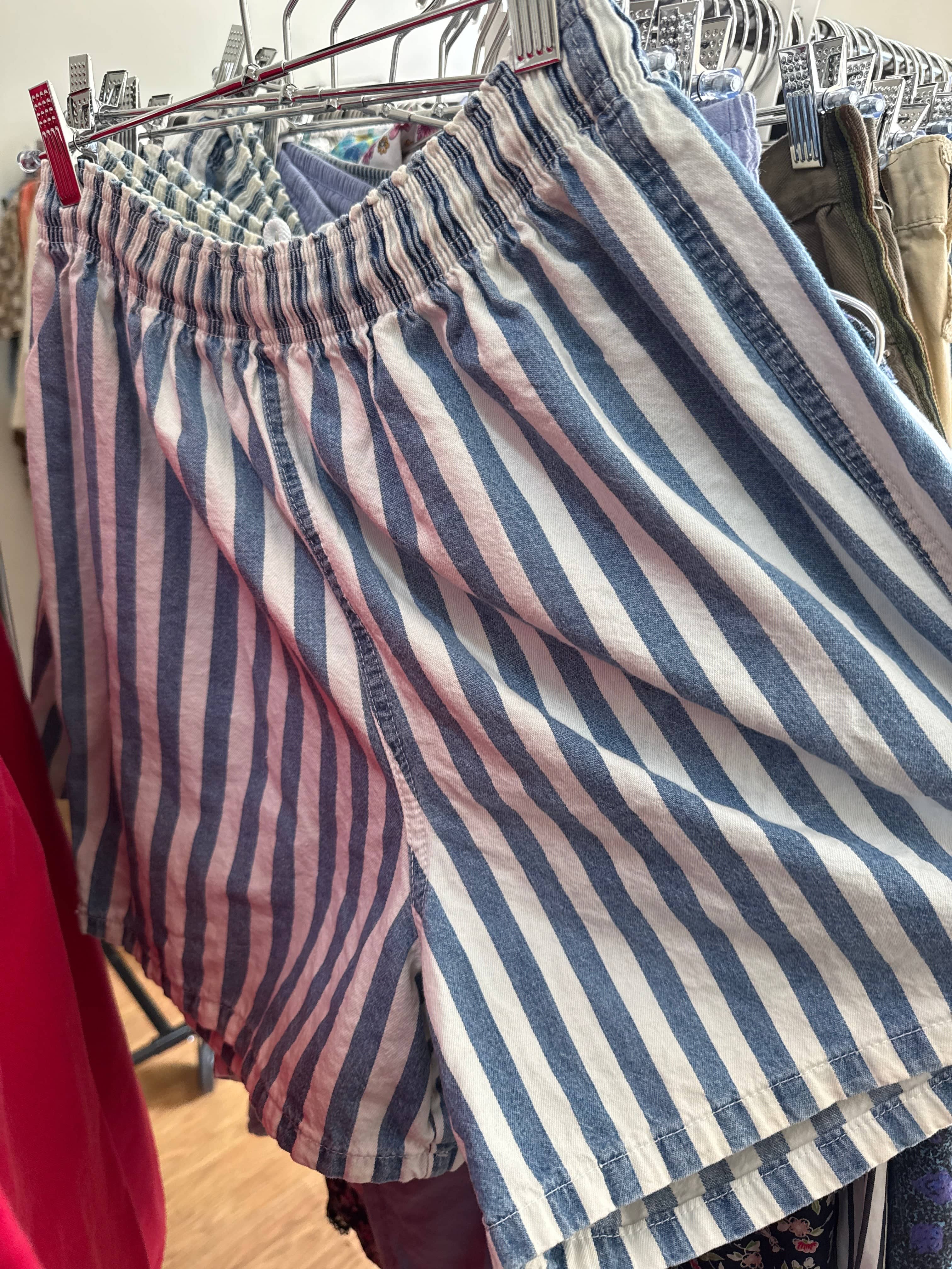 Venus Of The Desert Vtg Blue White Stripe Cotton Shorts available in Joshua Tree at JT Trading Post