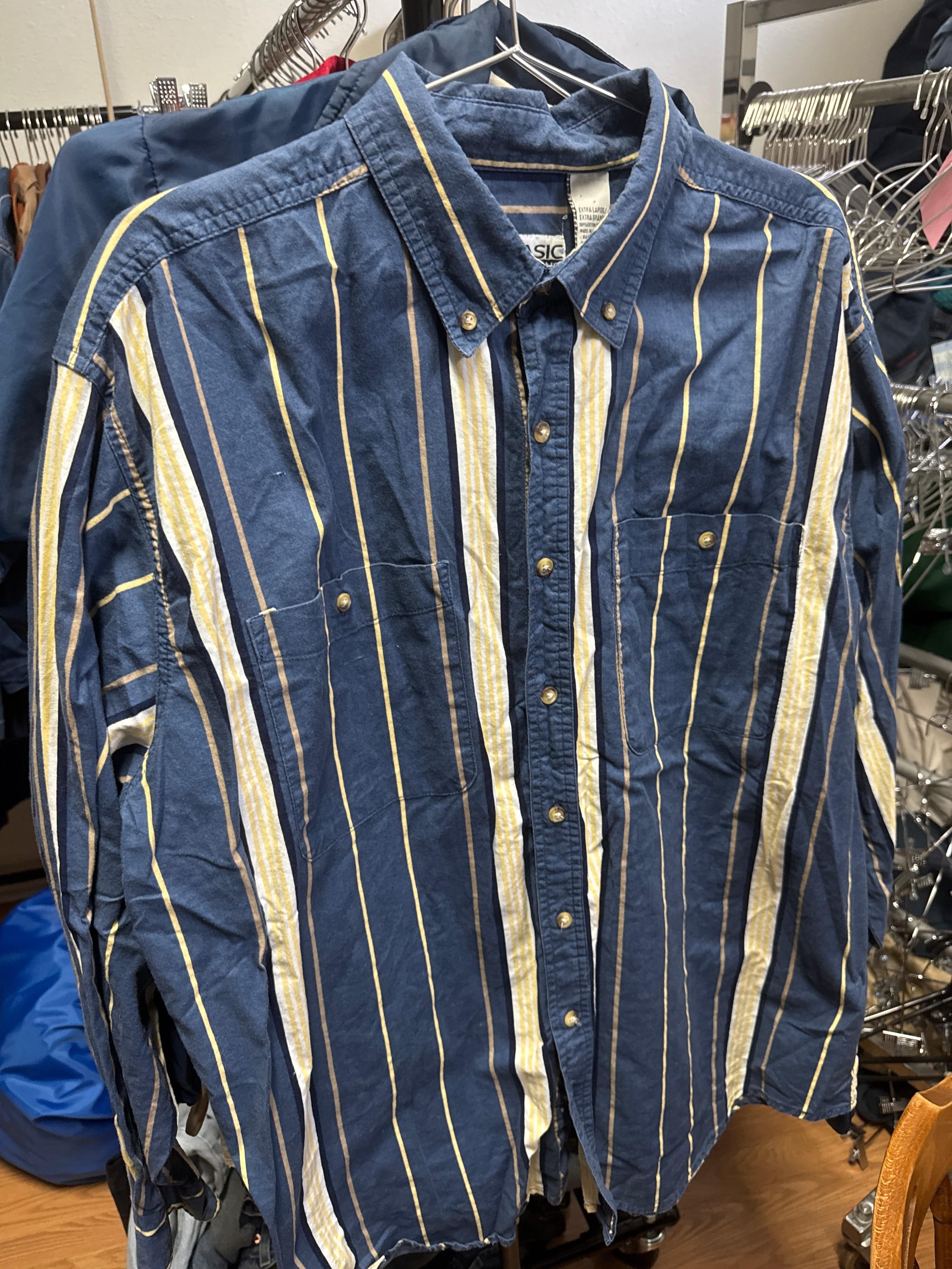 Venus Of The Desert VTG Blue Yellow Stripe Button Down available in Joshua Tree at JT Trading Post