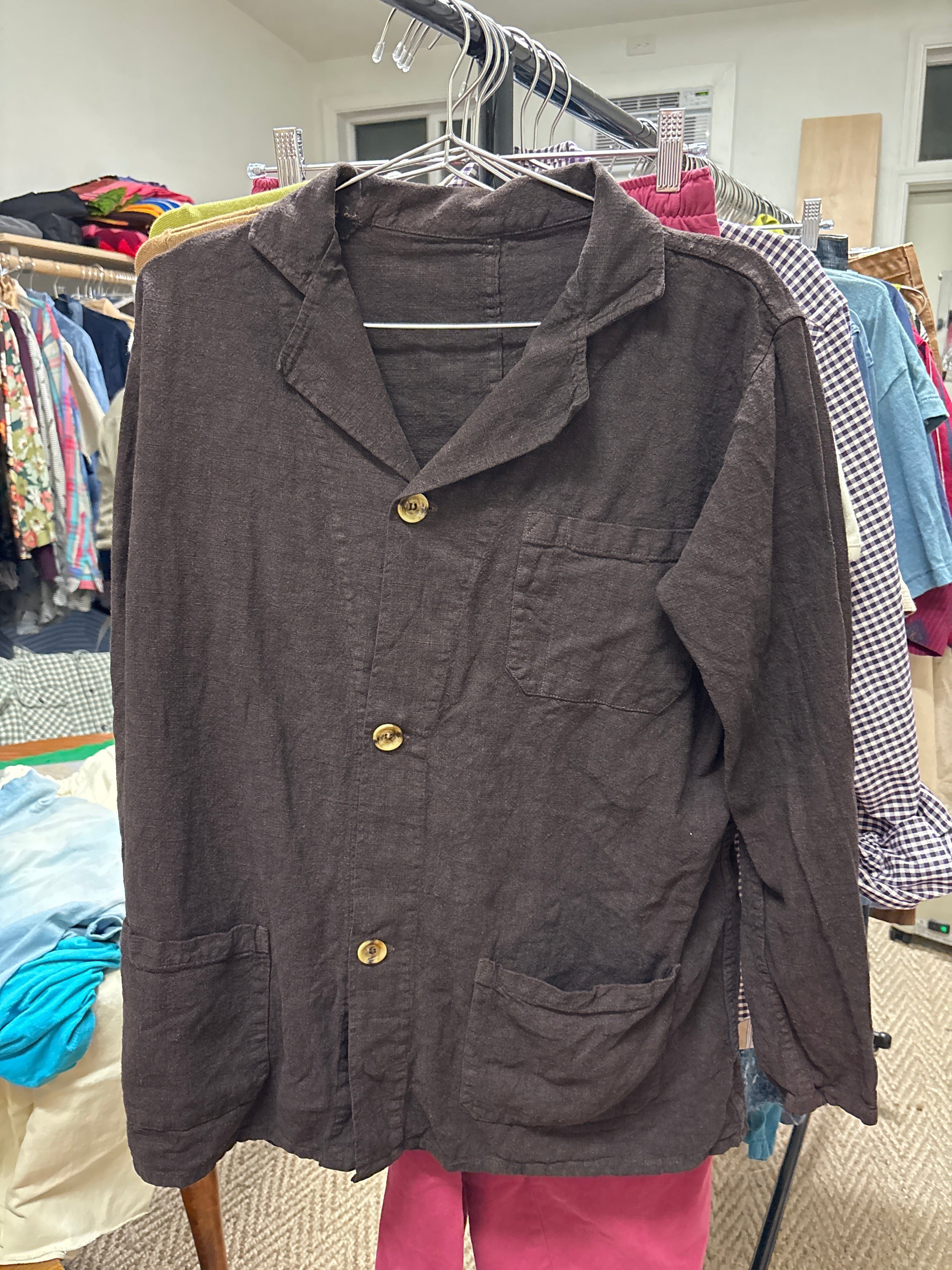 Venus Of The Desert Vtg brown linen chore coat available in Joshua Tree at JT Trading Post