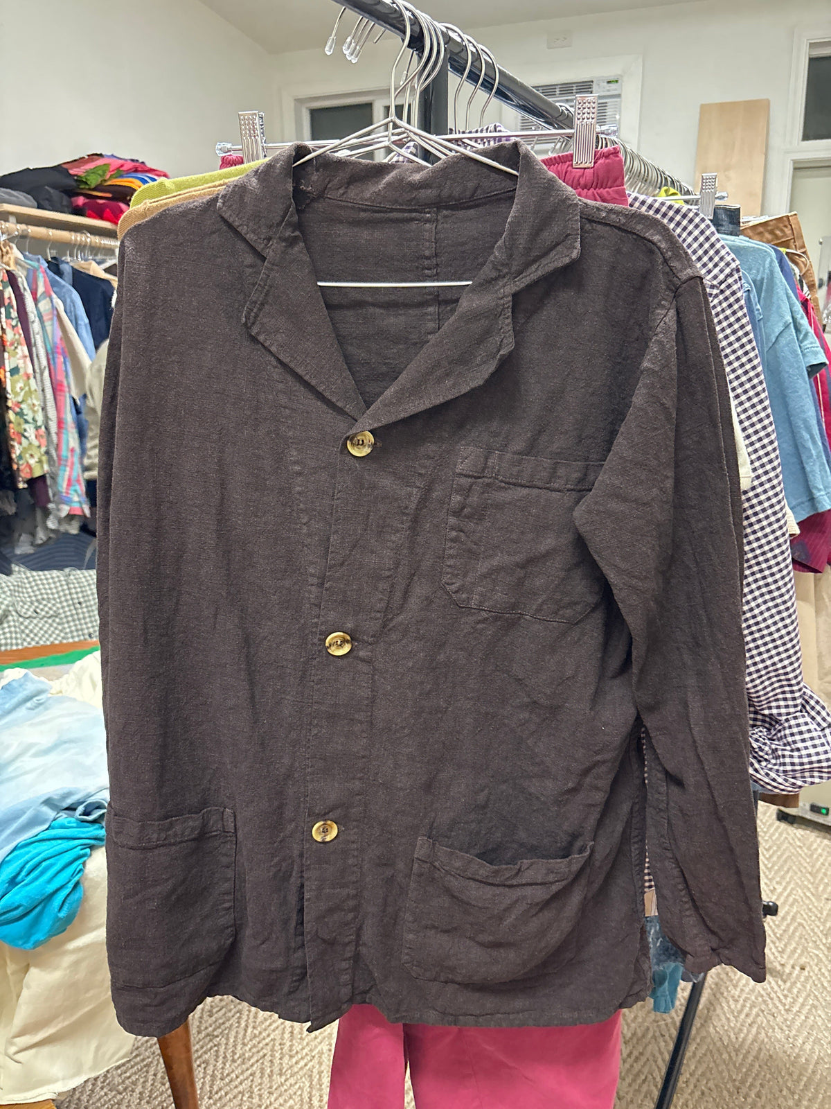 Venus Of The Desert Vtg brown linen chore coat available in Joshua Tree at JT Trading Post