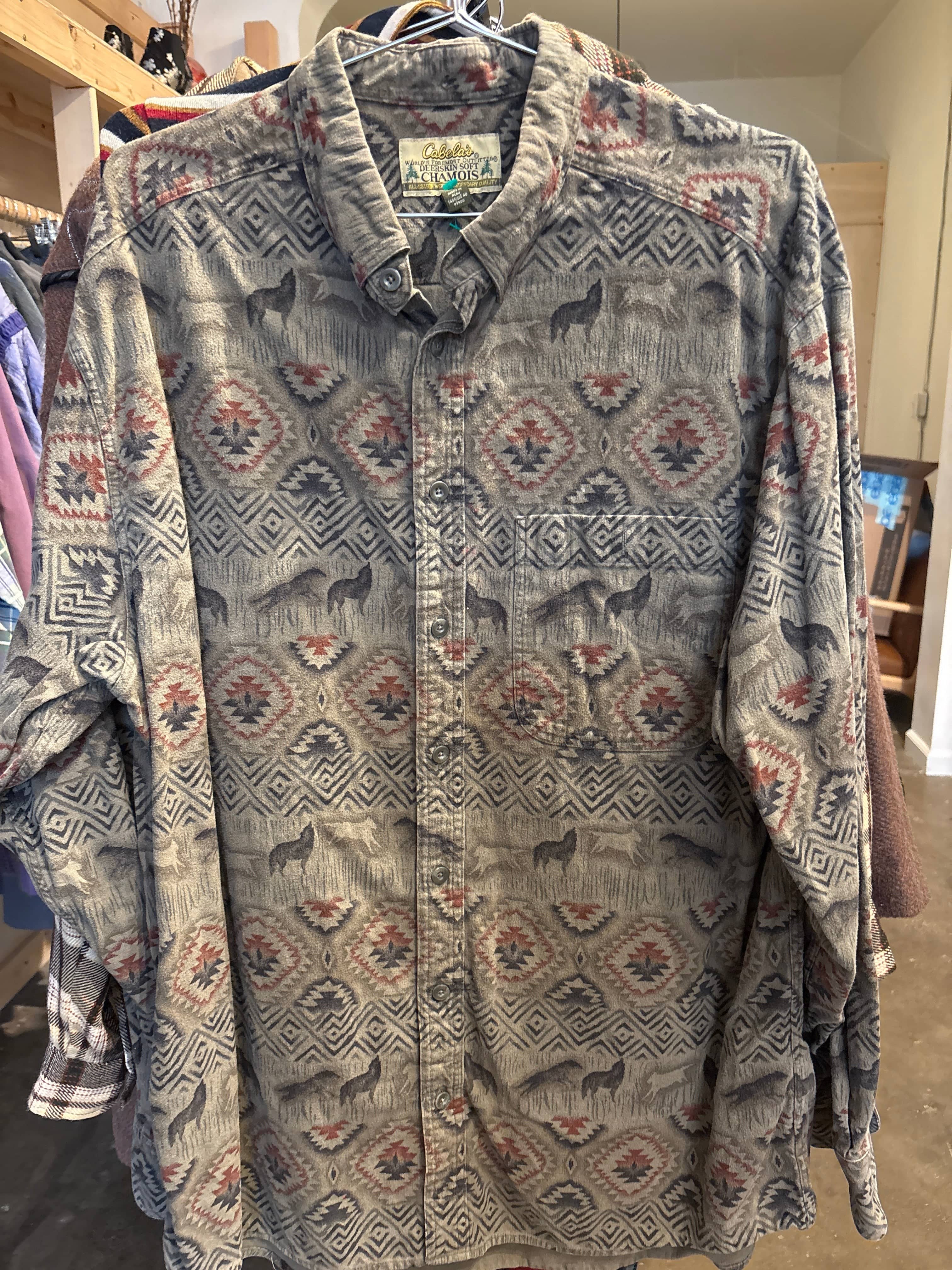 Venus Of The Desert Vtg Cabelas wolf chamois shirt available in Joshua Tree at JT Trading Post