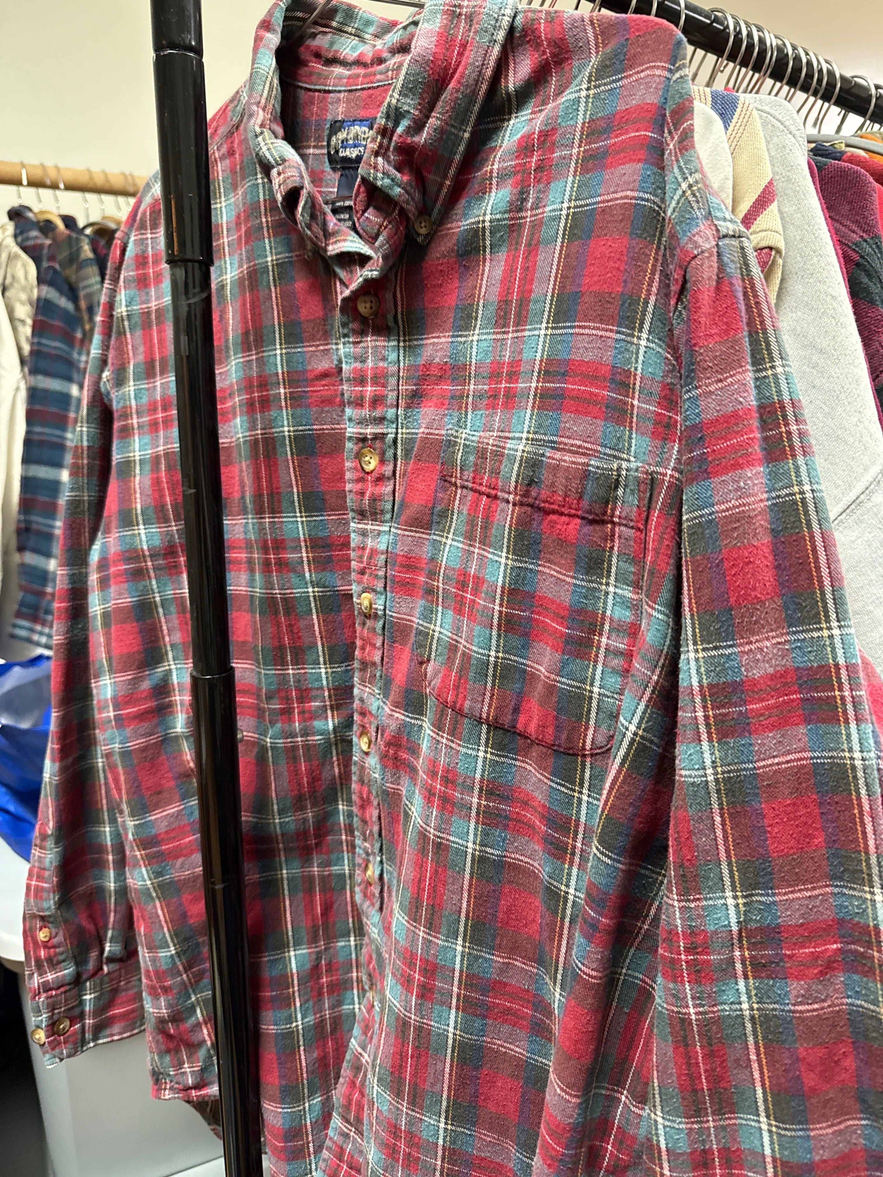 Venus Of The Desert VTG Cambridge Blue Red Flannel available in Joshua Tree at JT Trading Post