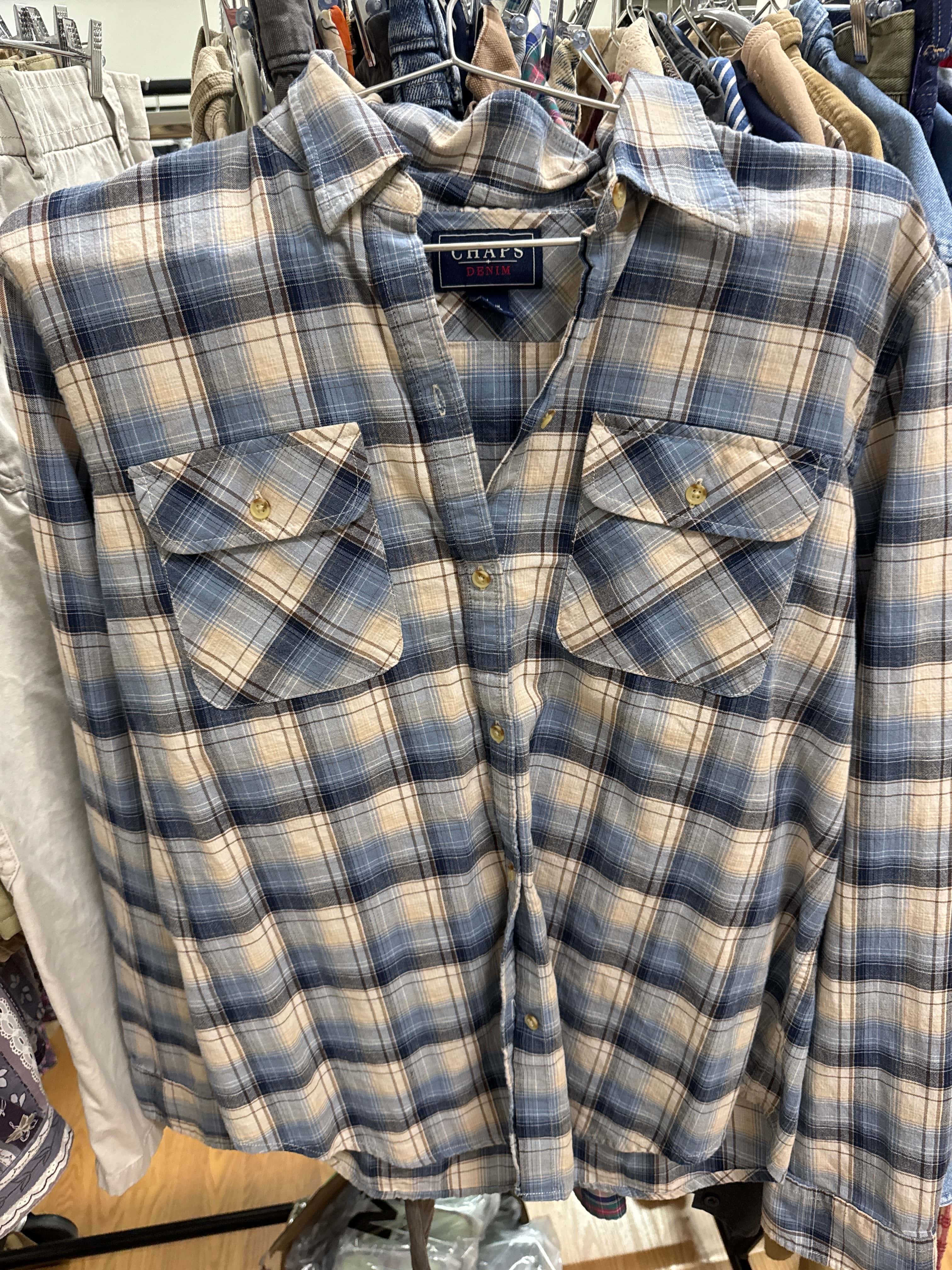 Venus Of The Desert Vtg Chaps Blue Plaid Cotton Shirt available in Joshua Tree at JT Trading Post