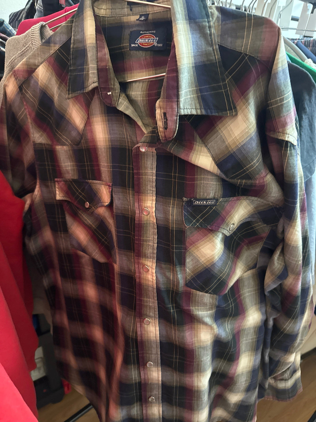 Venus Of The Desert VTG Dickies Plaid Snaps Shirt available in Joshua Tree at JT Trading Post