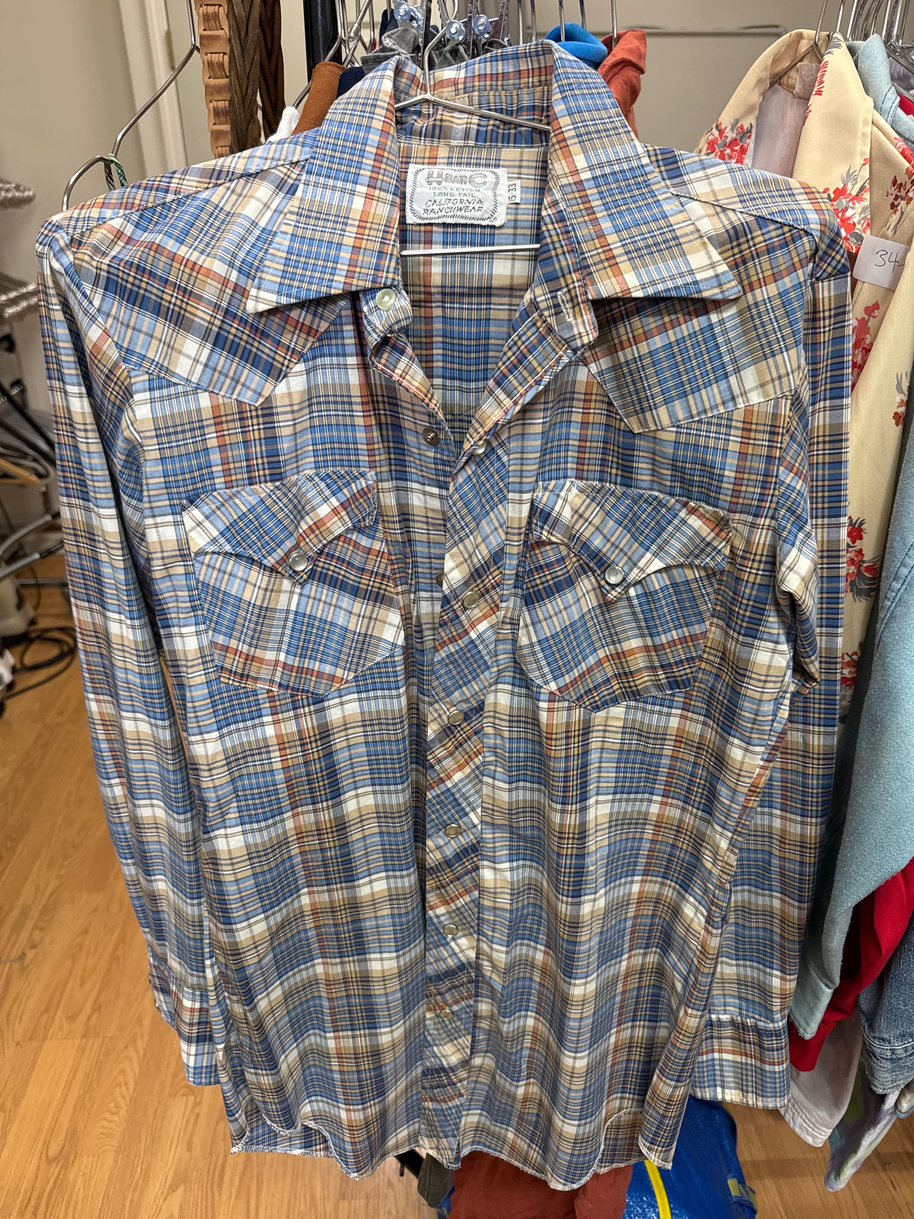 Venus Of The Desert Vtg H Bar C Plaid Cotton Snaps available in Joshua Tree at JT Trading Post