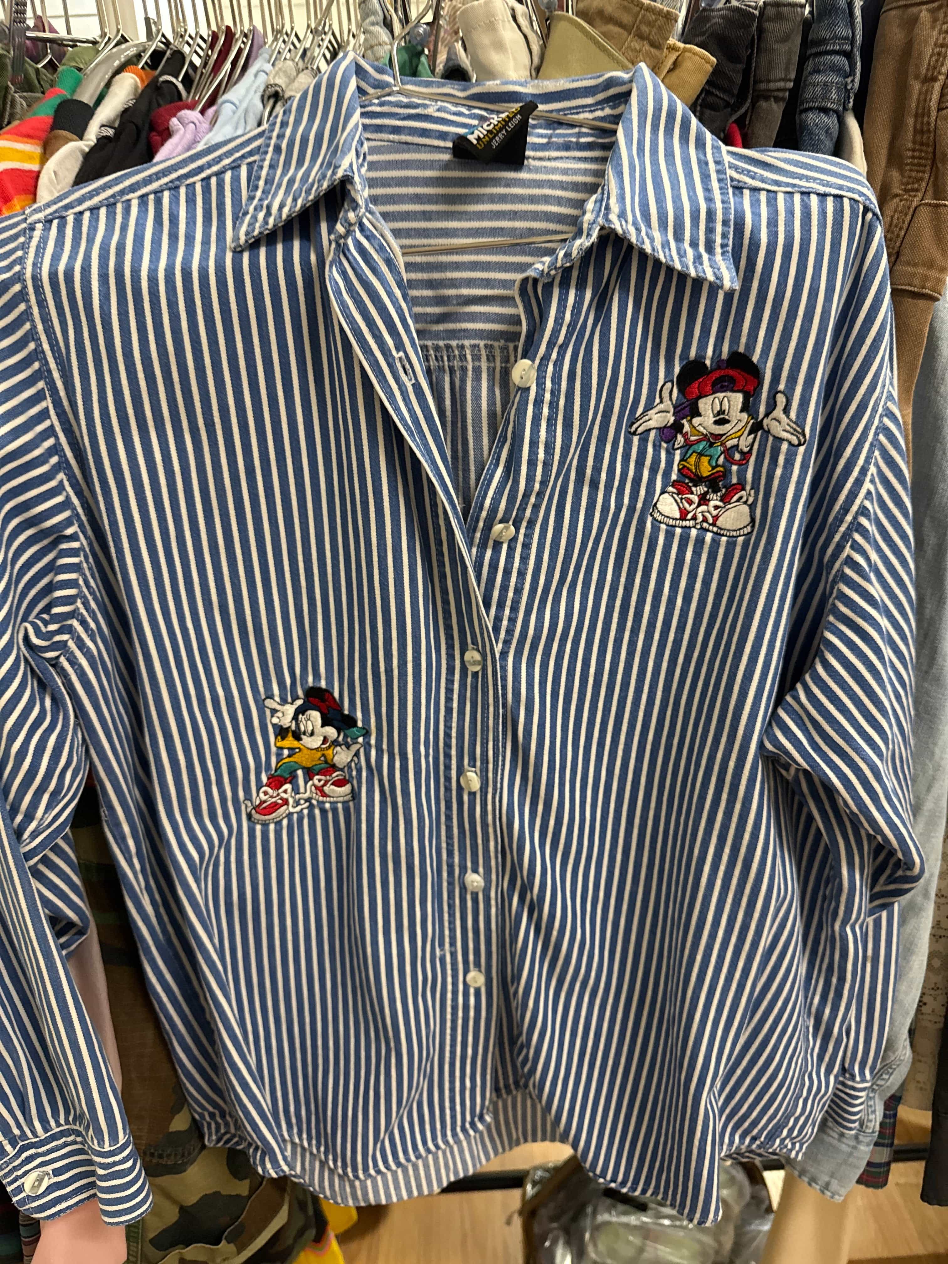 Venus Of The Desert Vtg Mickey Embroidered Stripe Shirt available in Joshua Tree at JT Trading Post