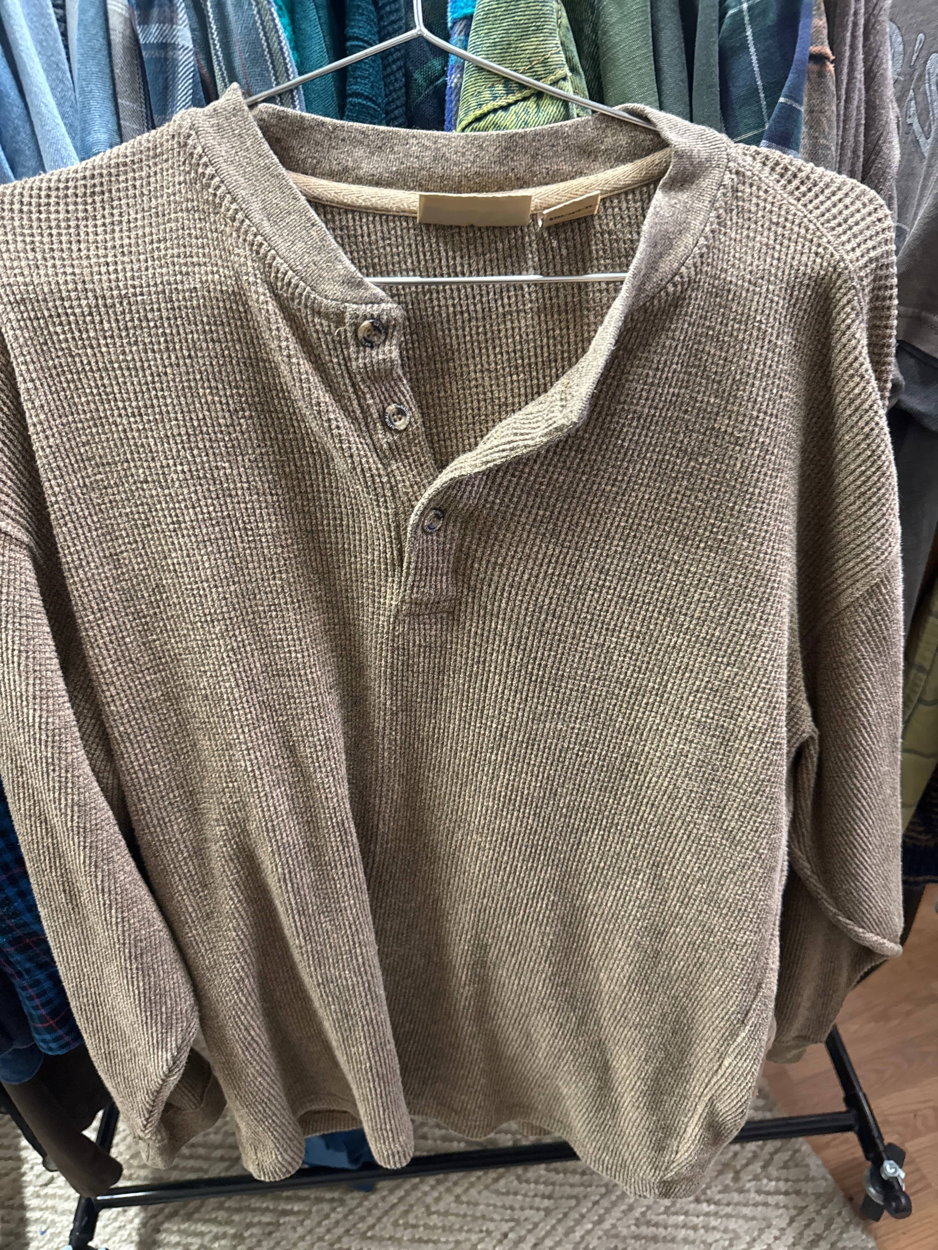 Venus Of The Desert VTG NWT Brown Flannel Henley available in Joshua Tree at JT Trading Post