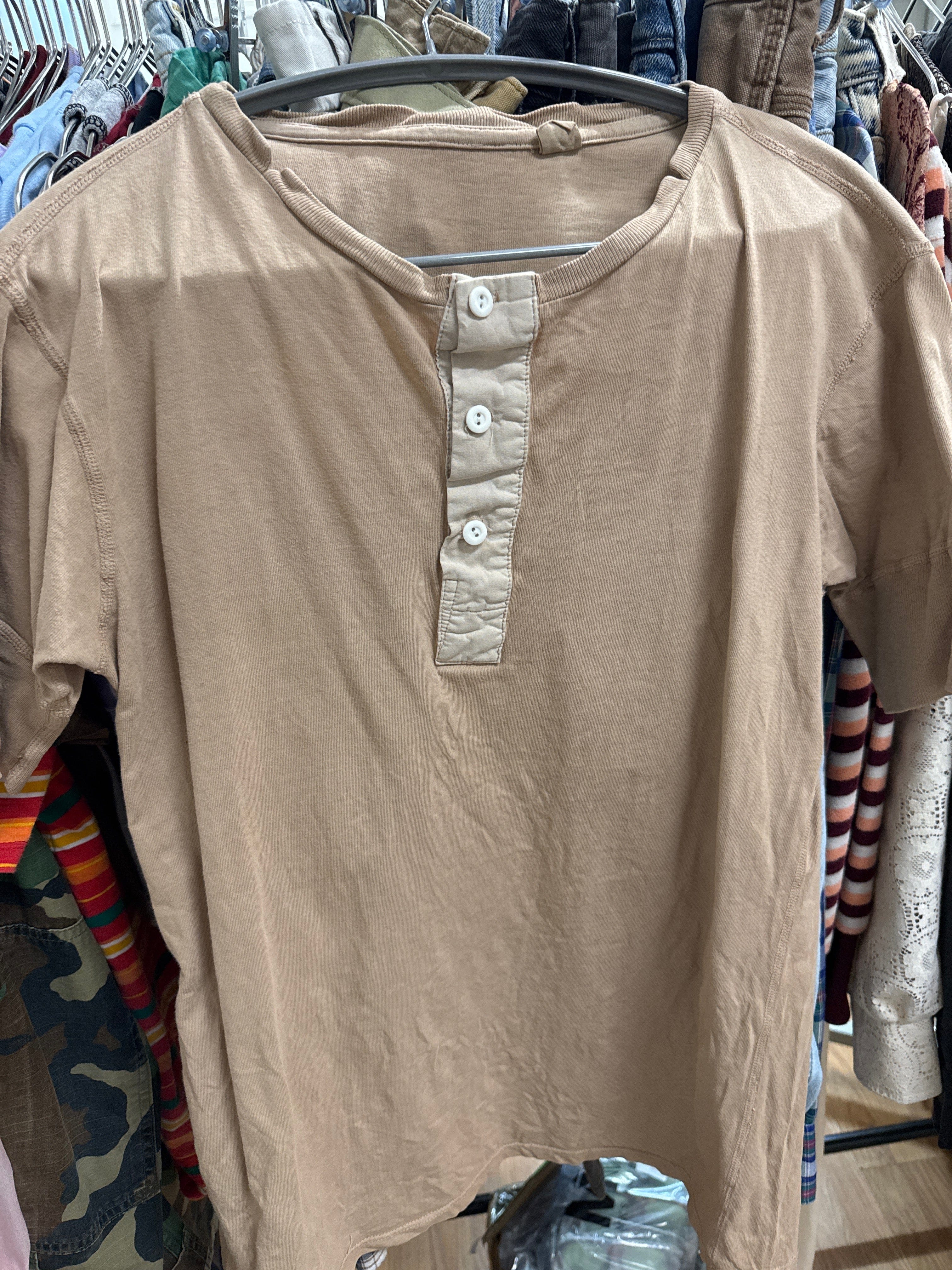 Venus Of The Desert Vtg OD Beige Henley available in Joshua Tree at JT Trading Post