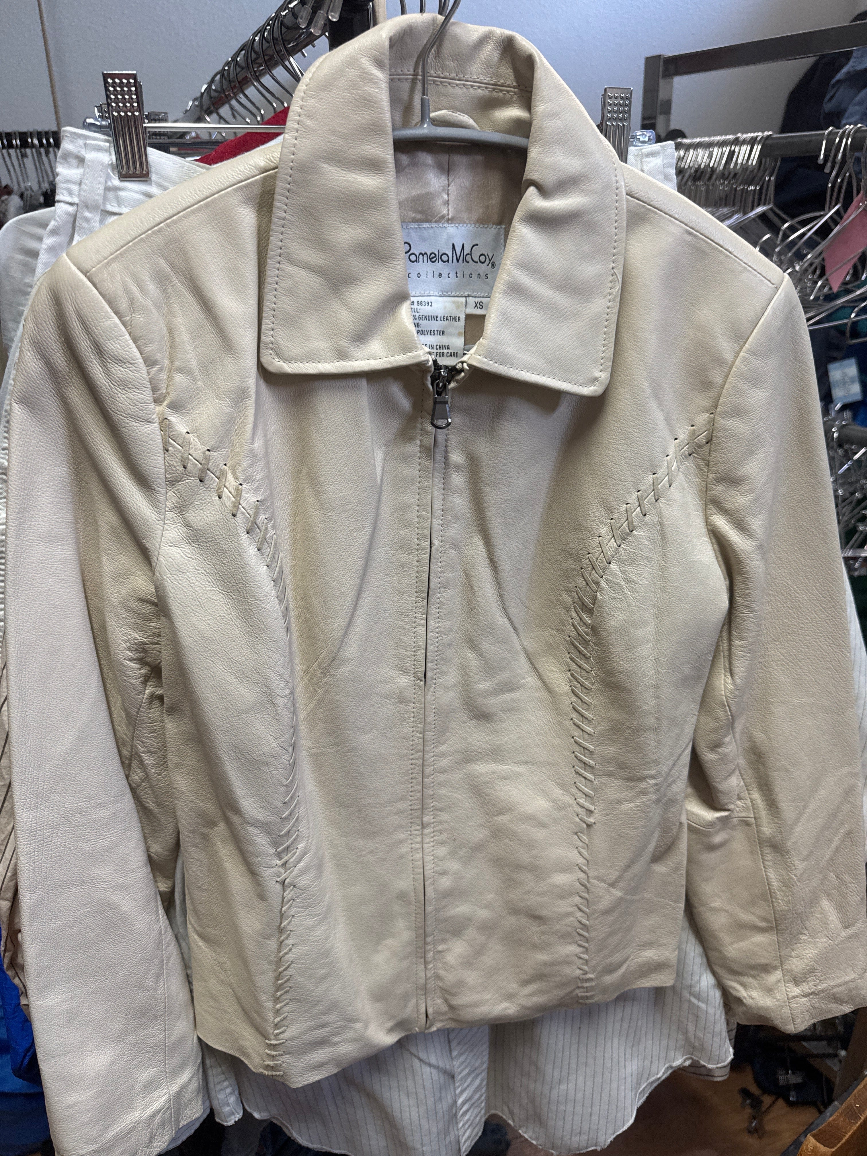 Venus Of The Desert VTG Pamela Crm Leather Zip Jkt available in Joshua Tree at JT Trading Post
