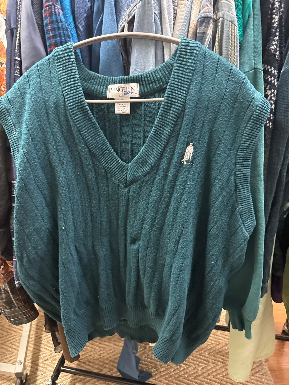 Venus Of The Desert VTG Penguin Teal Sweater Vest available in Joshua Tree at JT Trading Post