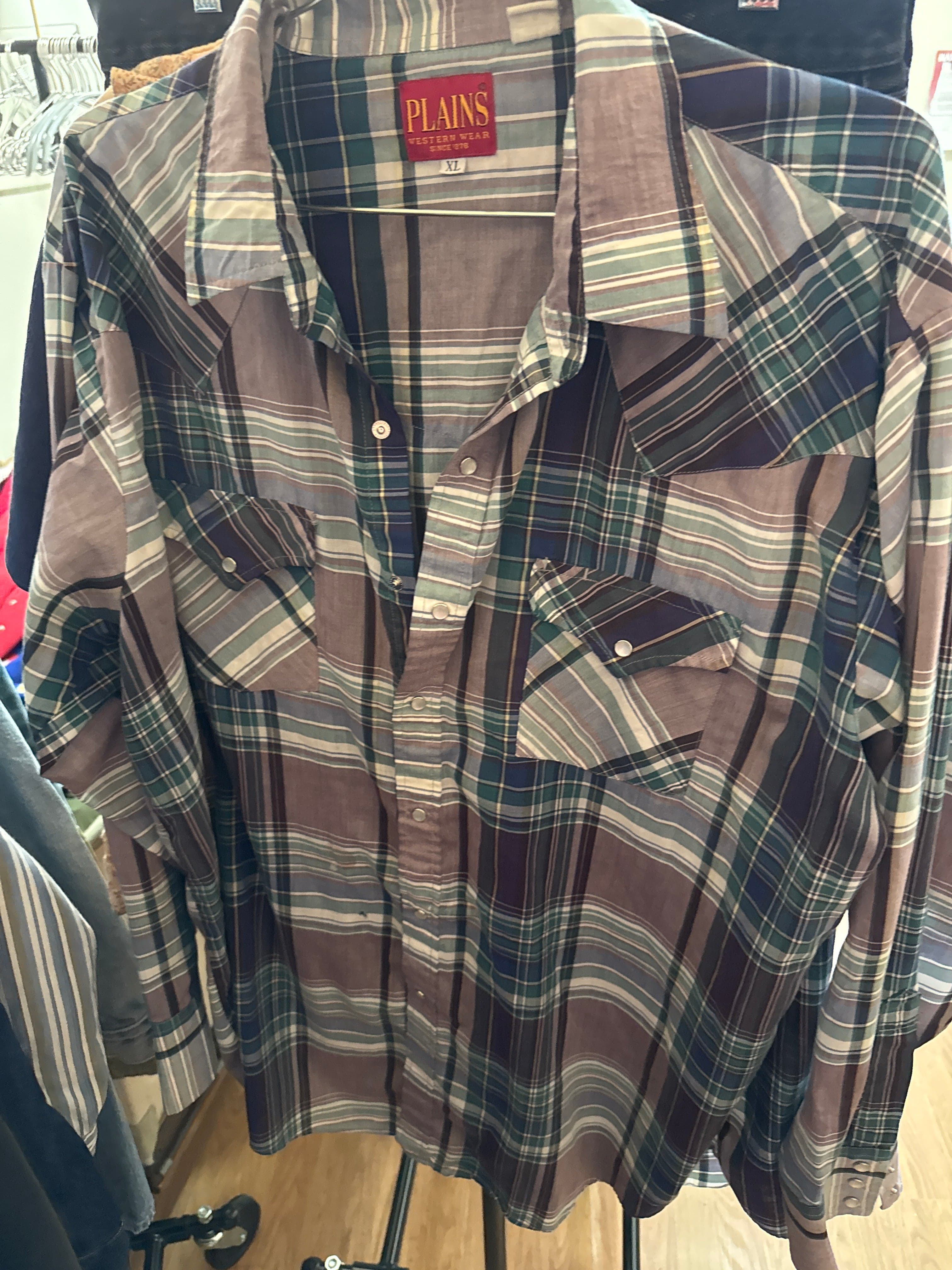 Venus Of The Desert VTG Plains Teal Plaid Snaps Shirt available in Joshua Tree at JT Trading Post