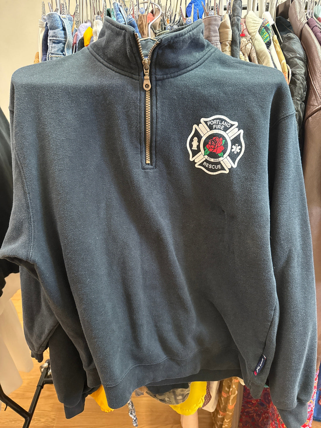 Venus Of The Desert Vtg Portland Fire Rescue 1/4 Zip available in Joshua Tree at JT Trading Post
