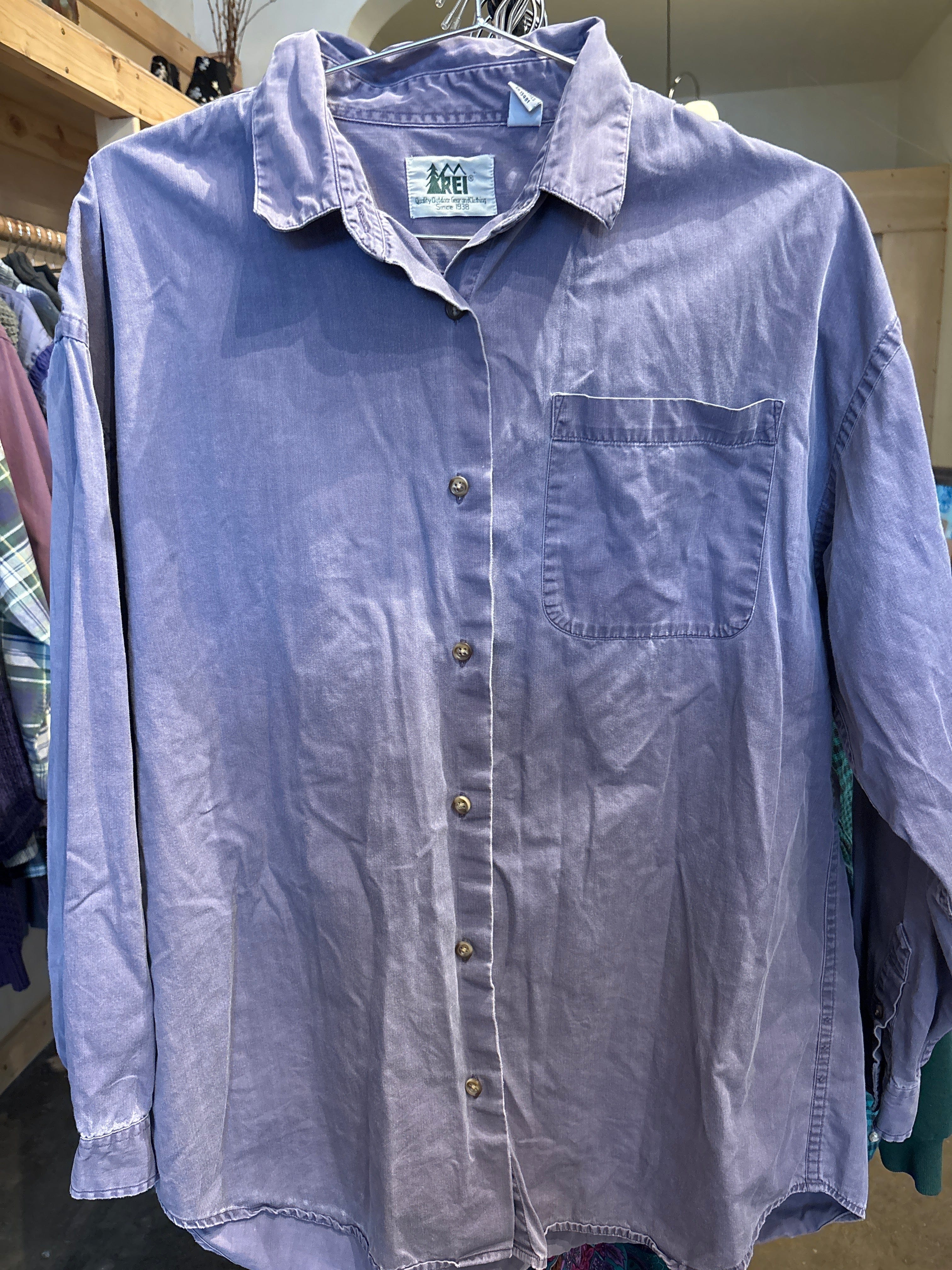 Venus Of The Desert Vtg REI purple faded button down available in Joshua Tree at JT Trading Post