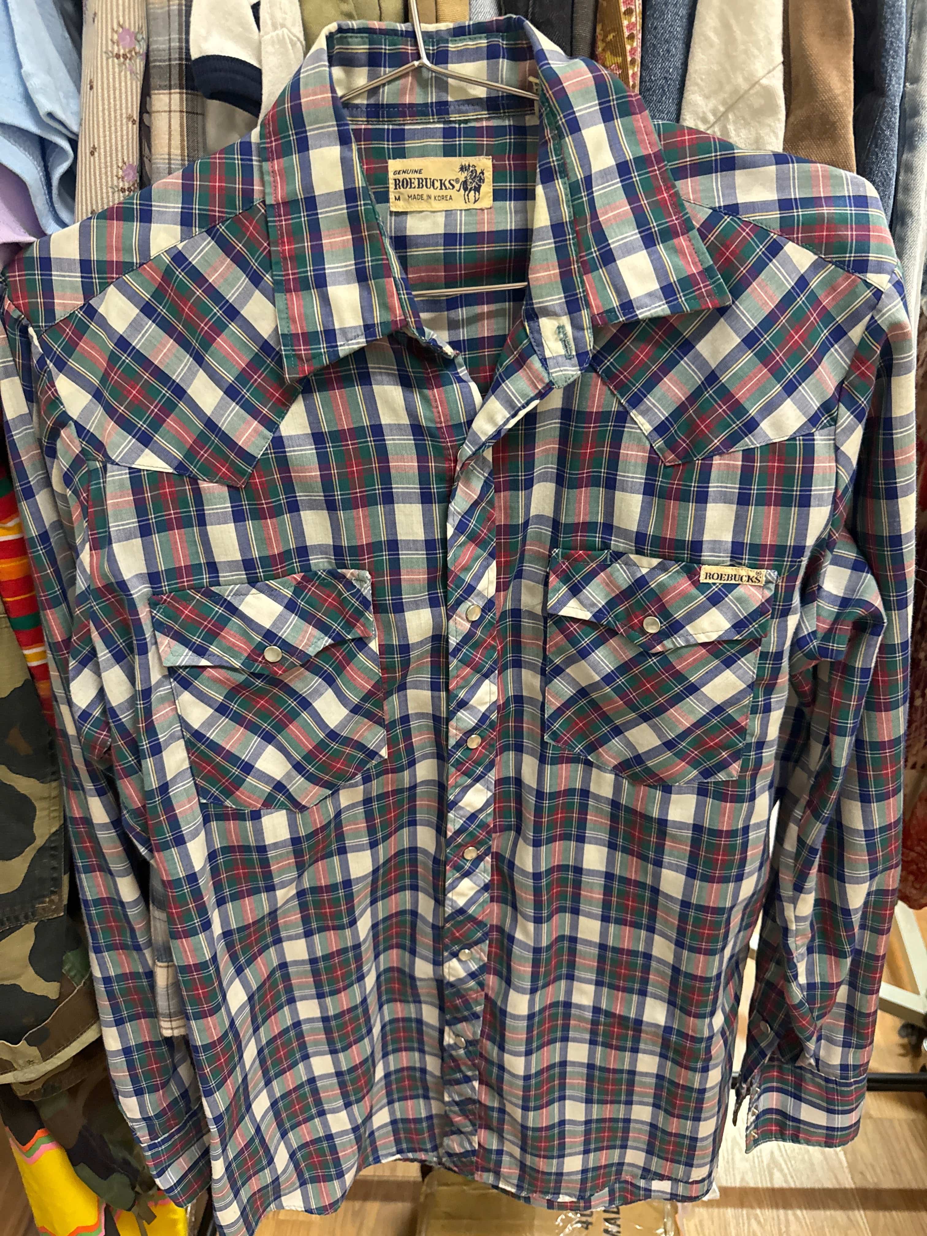 Venus Of The Desert Vtg Roebucks Plaid Snaps Shirt available in Joshua Tree at JT Trading Post