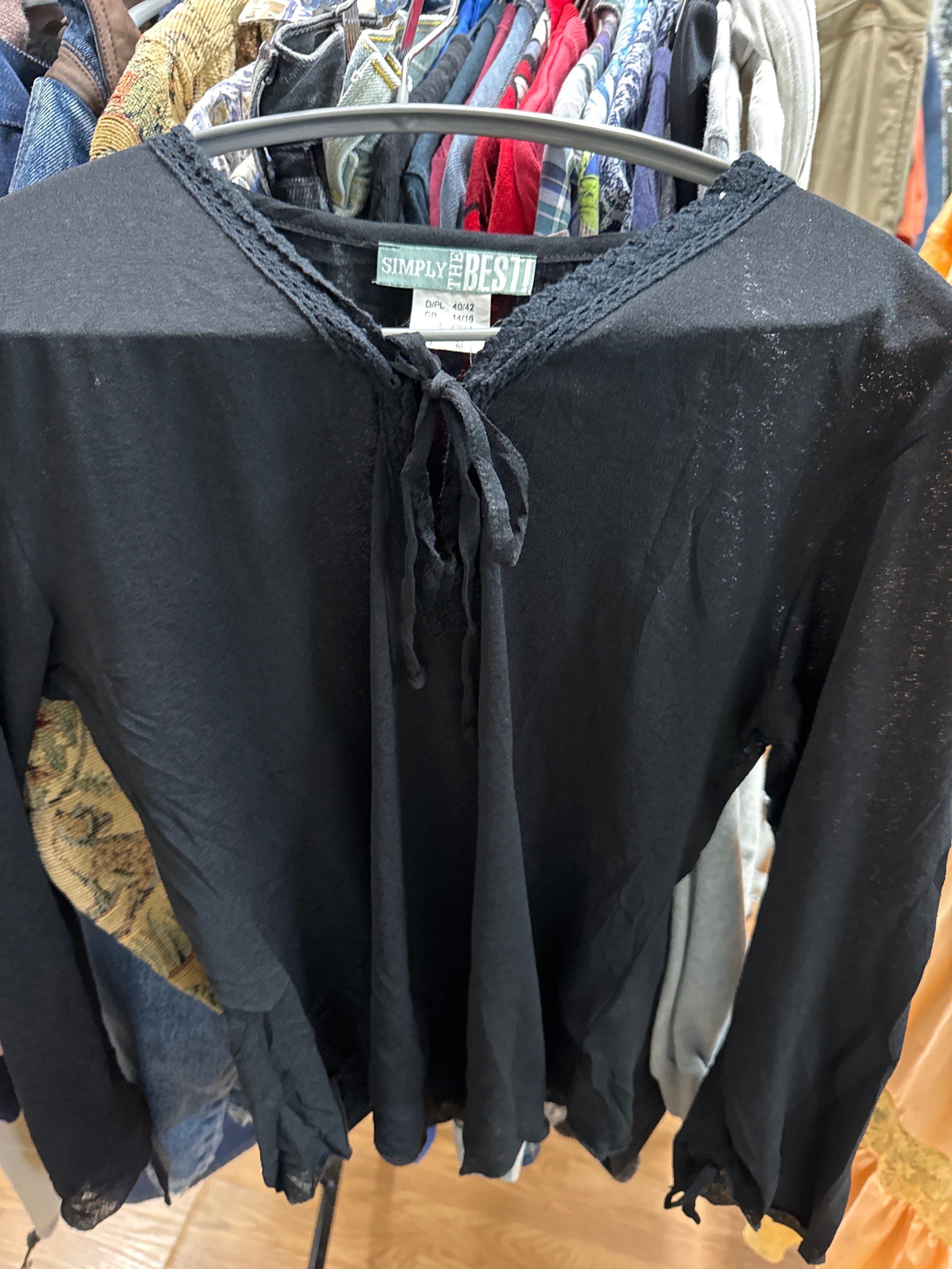 Venus Of The Desert Vtg Sheer Blk Boho Bow Top available in Joshua Tree at JT Trading Post