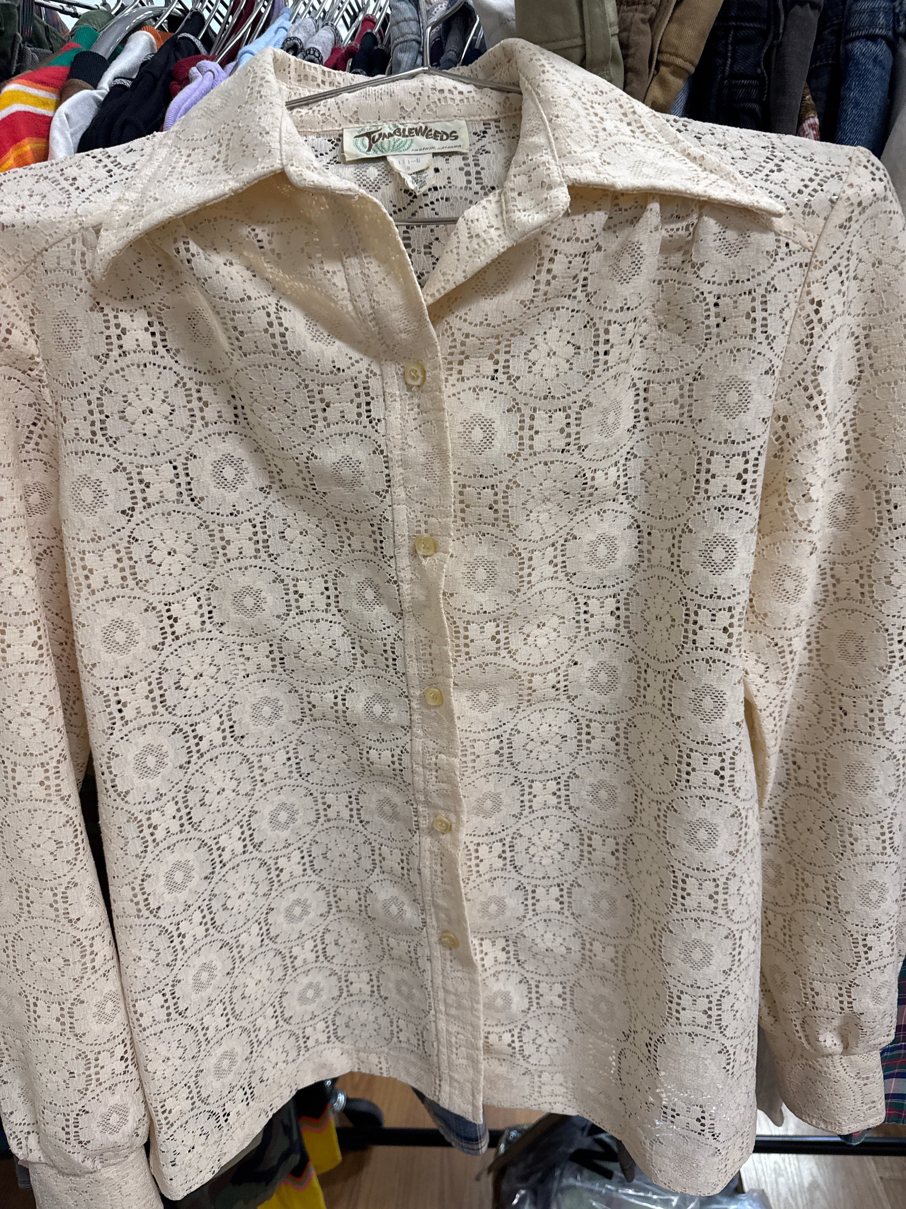 Venus Of The Desert Vtg Tumbleweeds Lace Blouse available in Joshua Tree at JT Trading Post