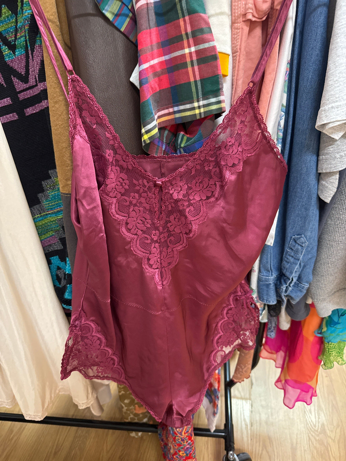 Venus Of The Desert Vtg USA Maidenform Maroon Teddy available in Joshua Tree at JT Trading Post