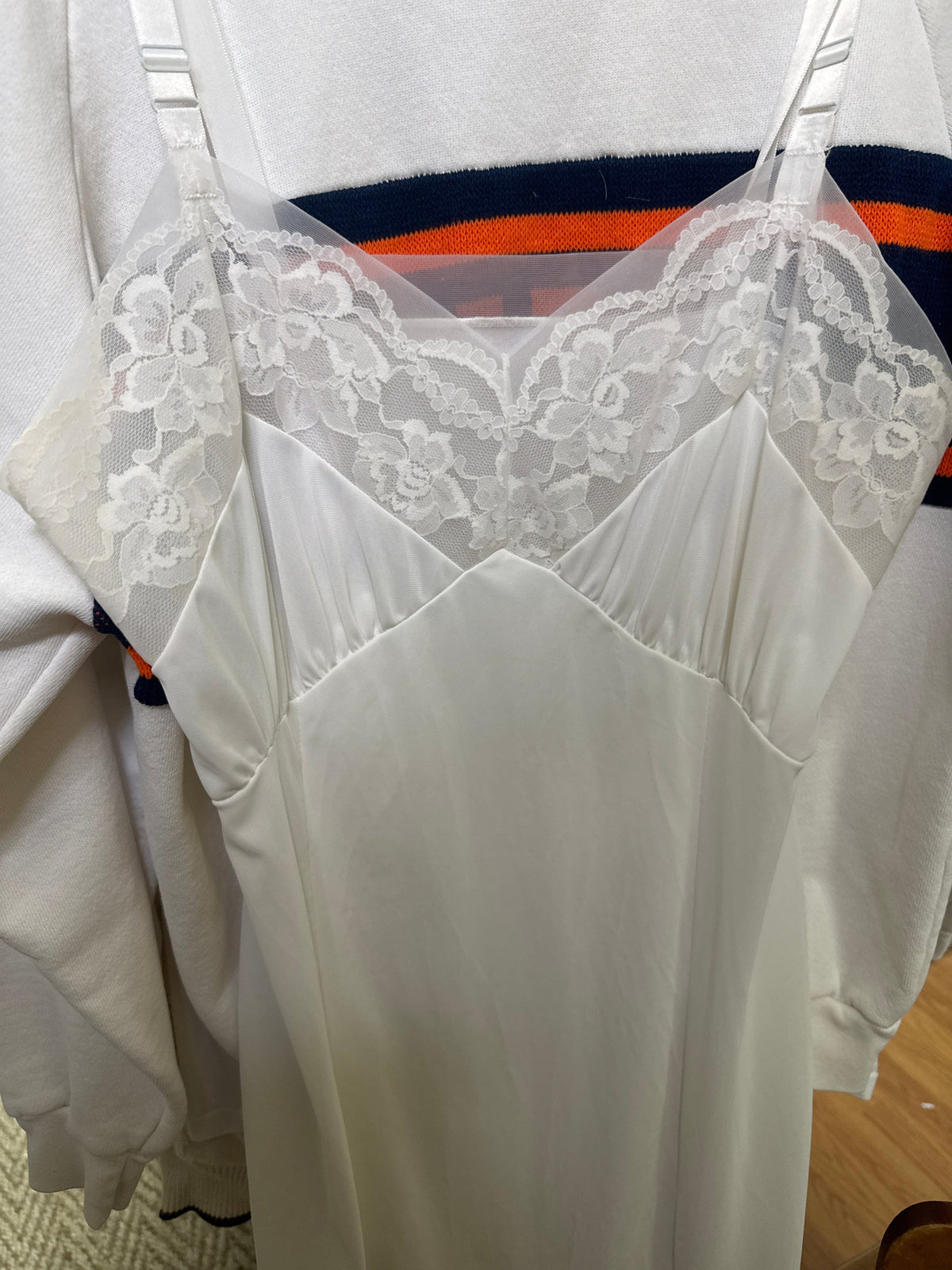 Venus Of The Desert VTG White Slip Dress Floral Mesh Trim available in Joshua Tree at JT Trading Post
