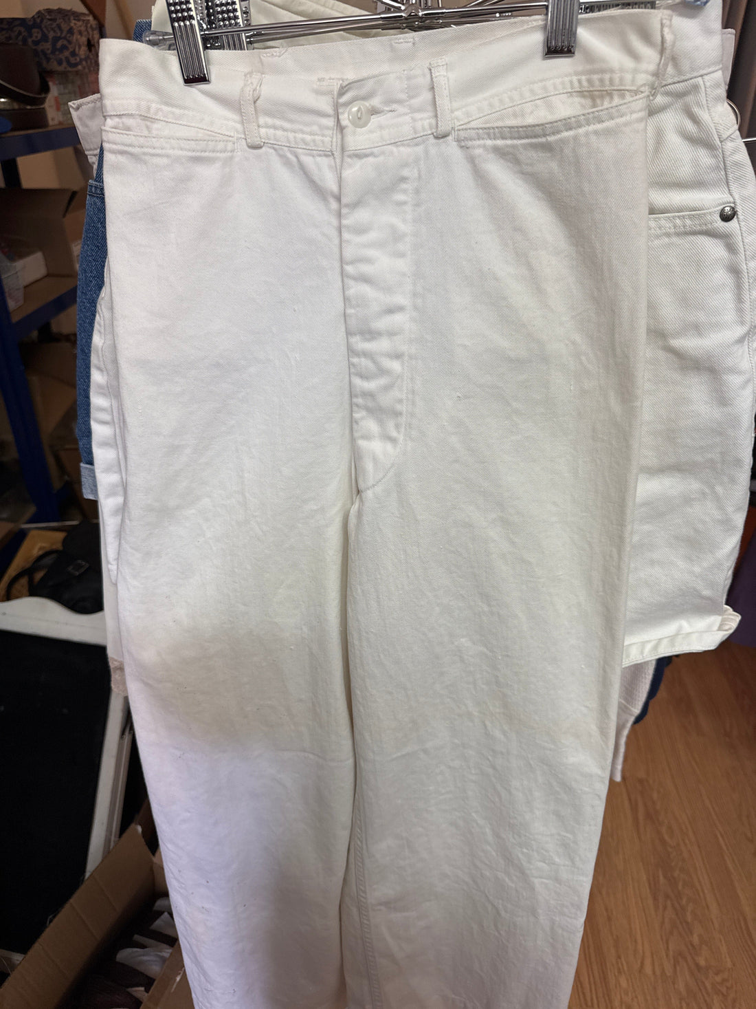 VTG Worn In White Cotton Wide Pants