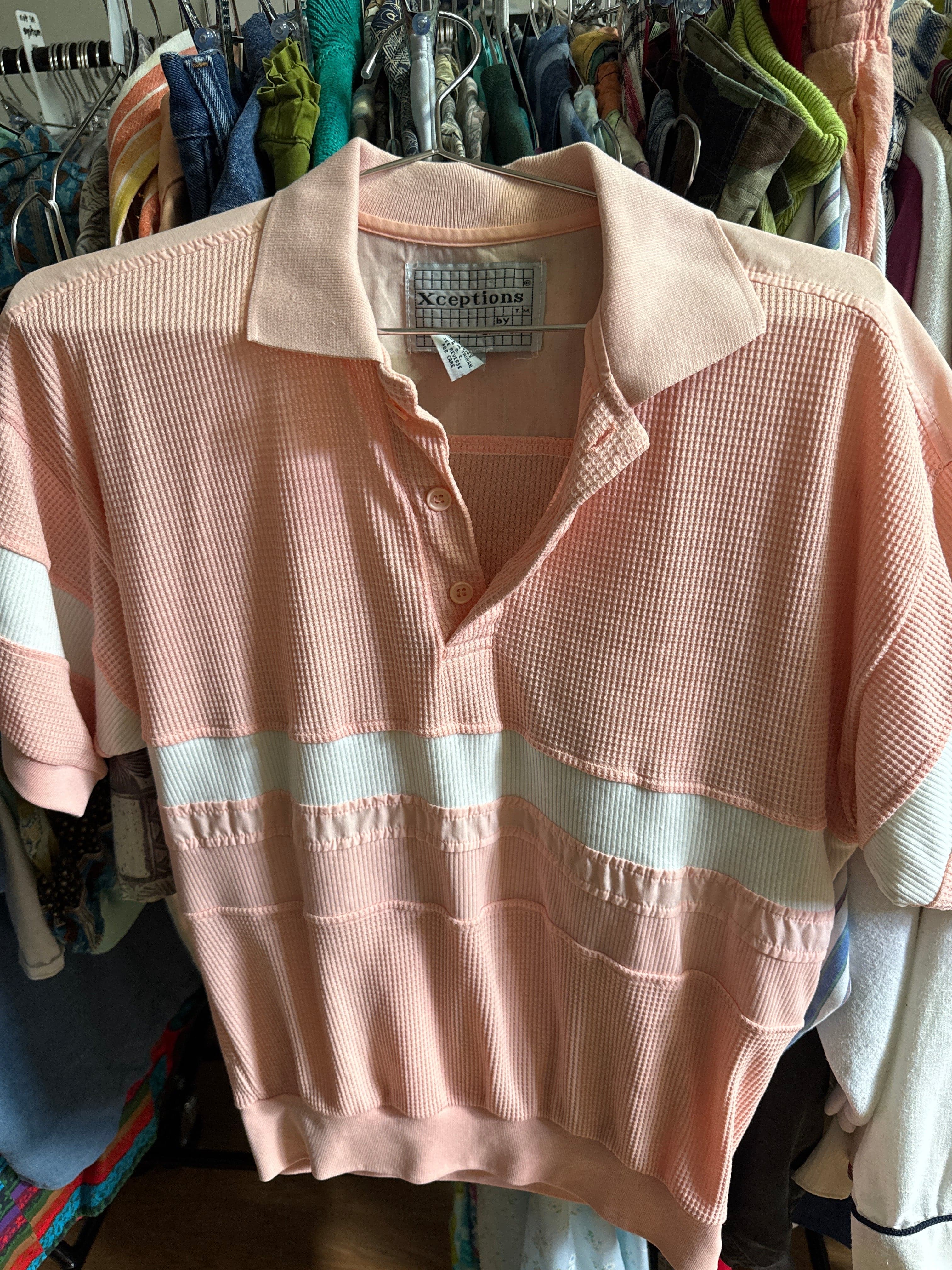 Venus Of The Desert VTG Xceptions Pink Waffle Polo available in Joshua Tree at JT Trading Post