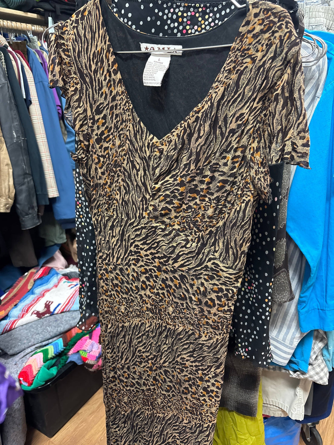Venus Of The Desert Y2K animal print flutter sl dress available in Joshua Tree at JT Trading Post