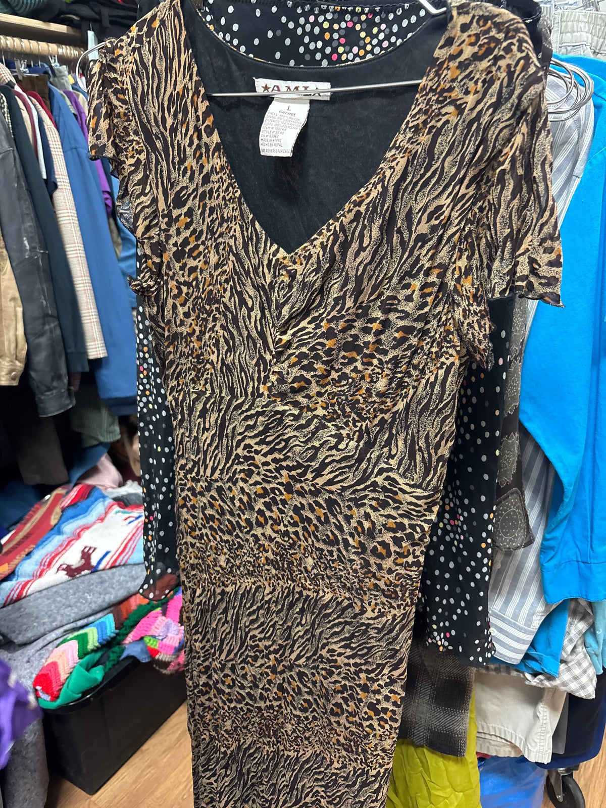 Venus Of The Desert Y2K animal print flutter sl dress available in Joshua Tree at JT Trading Post