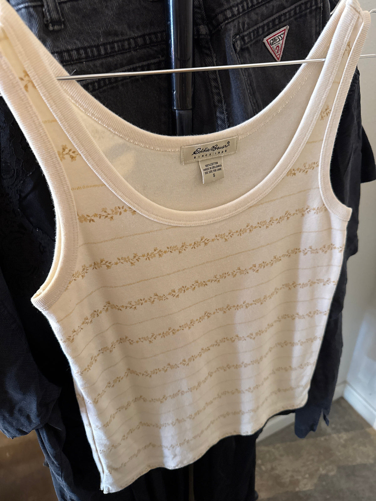 Venus Of The Desert Y2K Eddie White Brown Floral Tank available in Joshua Tree at JT Trading Post