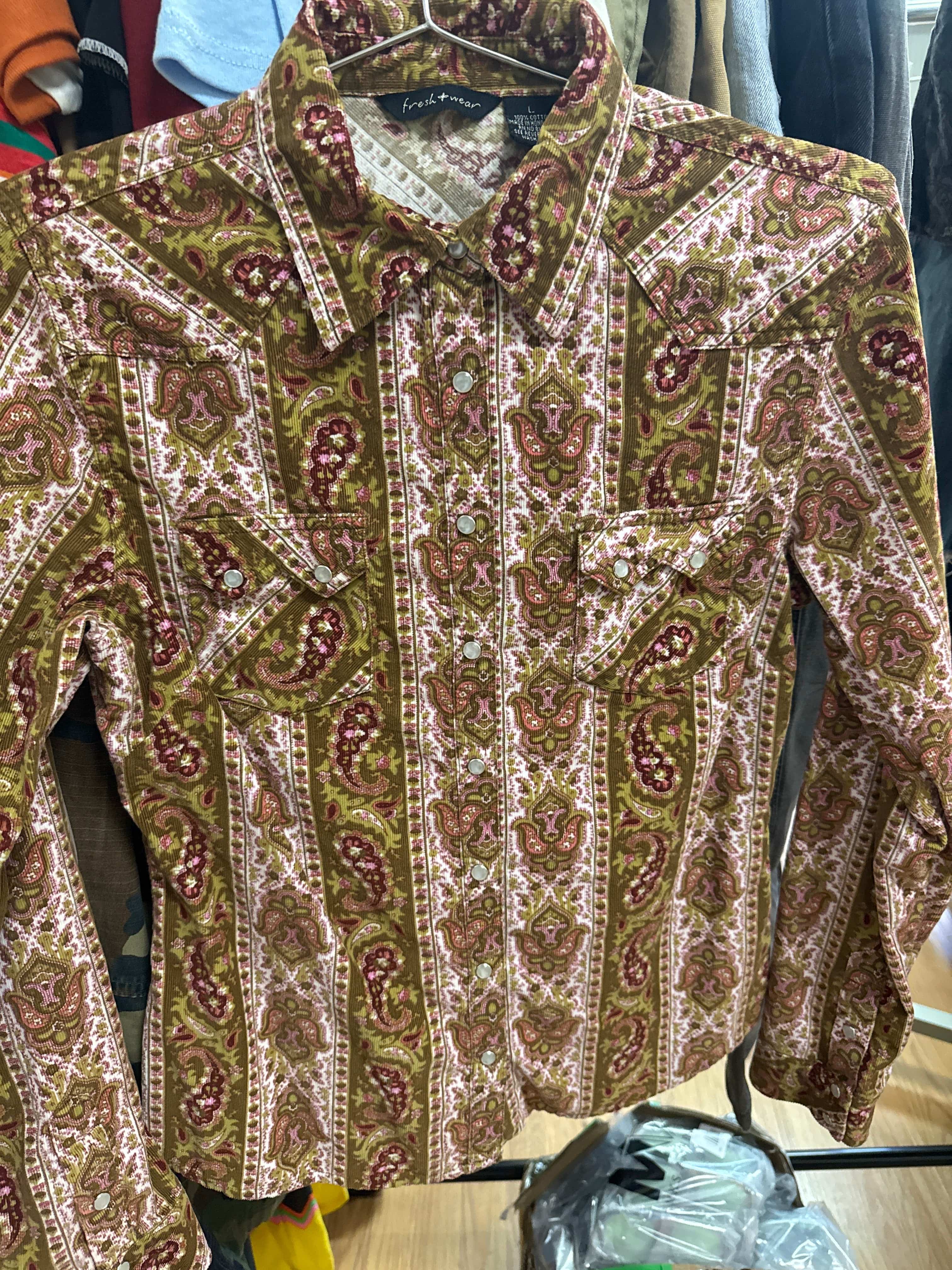 Venus Of The Desert Y2K Fresh Wear Paisley Cord Shirt available in Joshua Tree at JT Trading Post