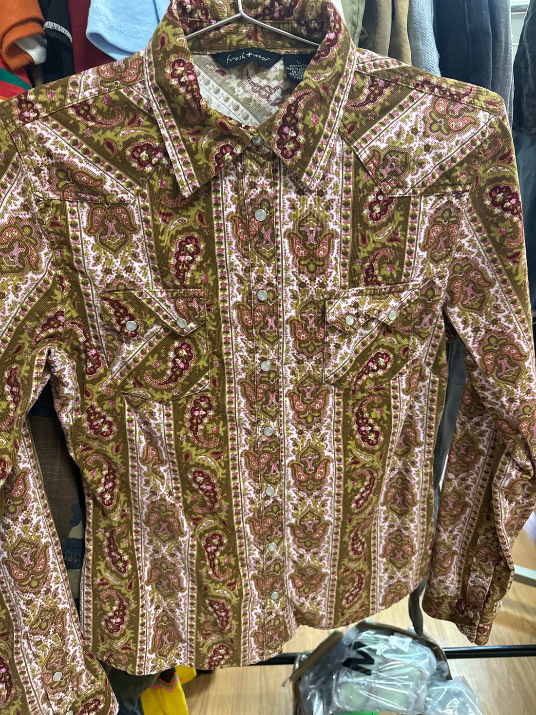 Venus Of The Desert Y2K Fresh Wear Paisley Cord Shirt available in Joshua Tree at JT Trading Post