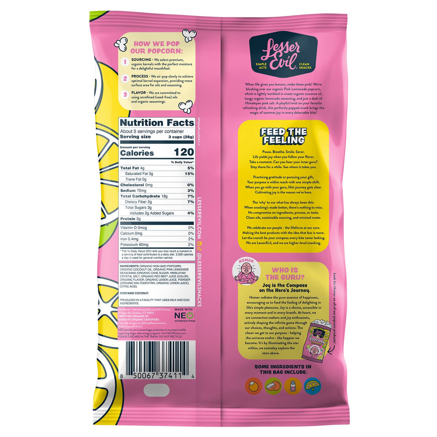 JTTP Eats Organic Popcorn, Pink Lemonade