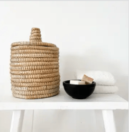 JTTP Home Moroccan Seagrass Basket w/ Lid