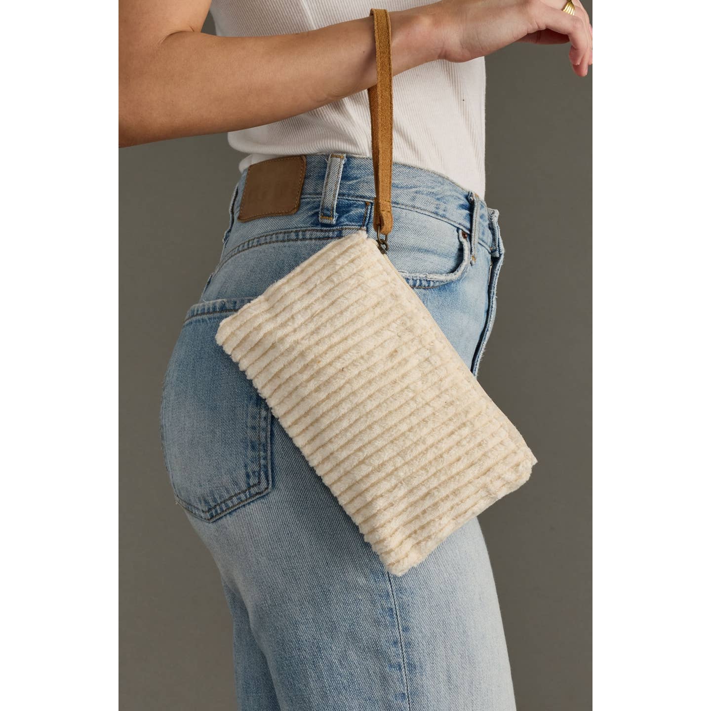 JTTP Products Cream Corduroy Wristlet