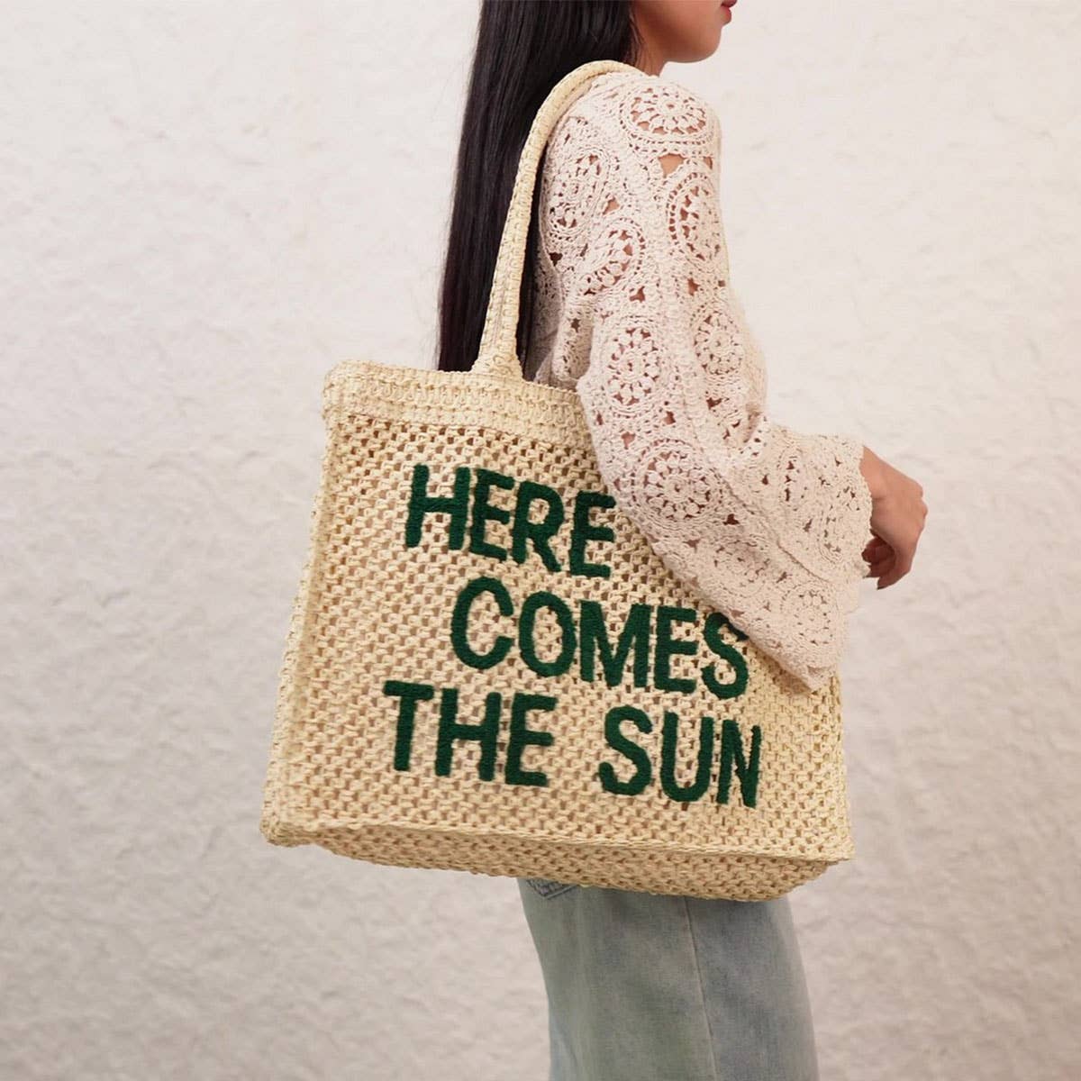 JTTP Products Here Comes The Sun Straw Bag