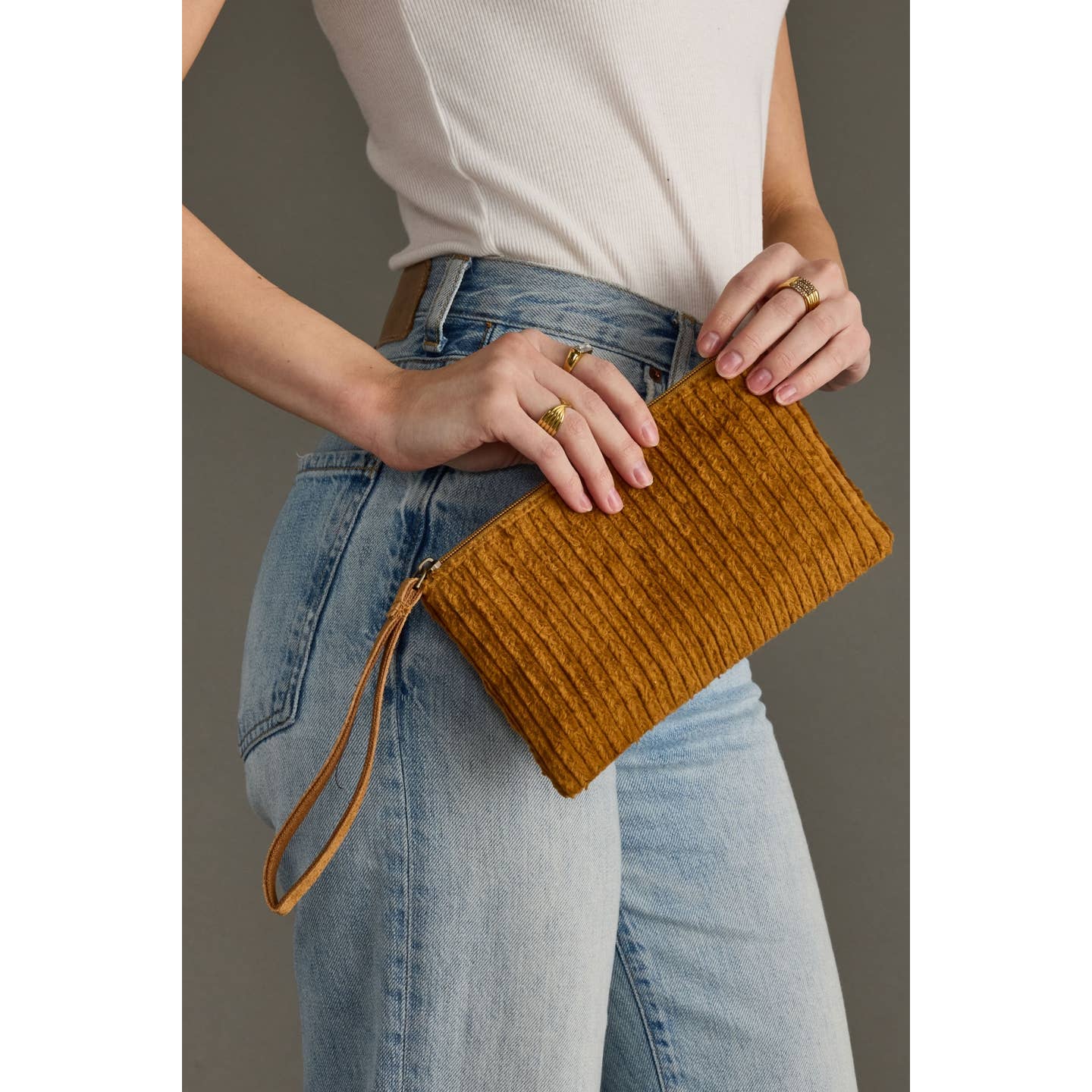 JTTP Products Mustard Corduroy Wristlet