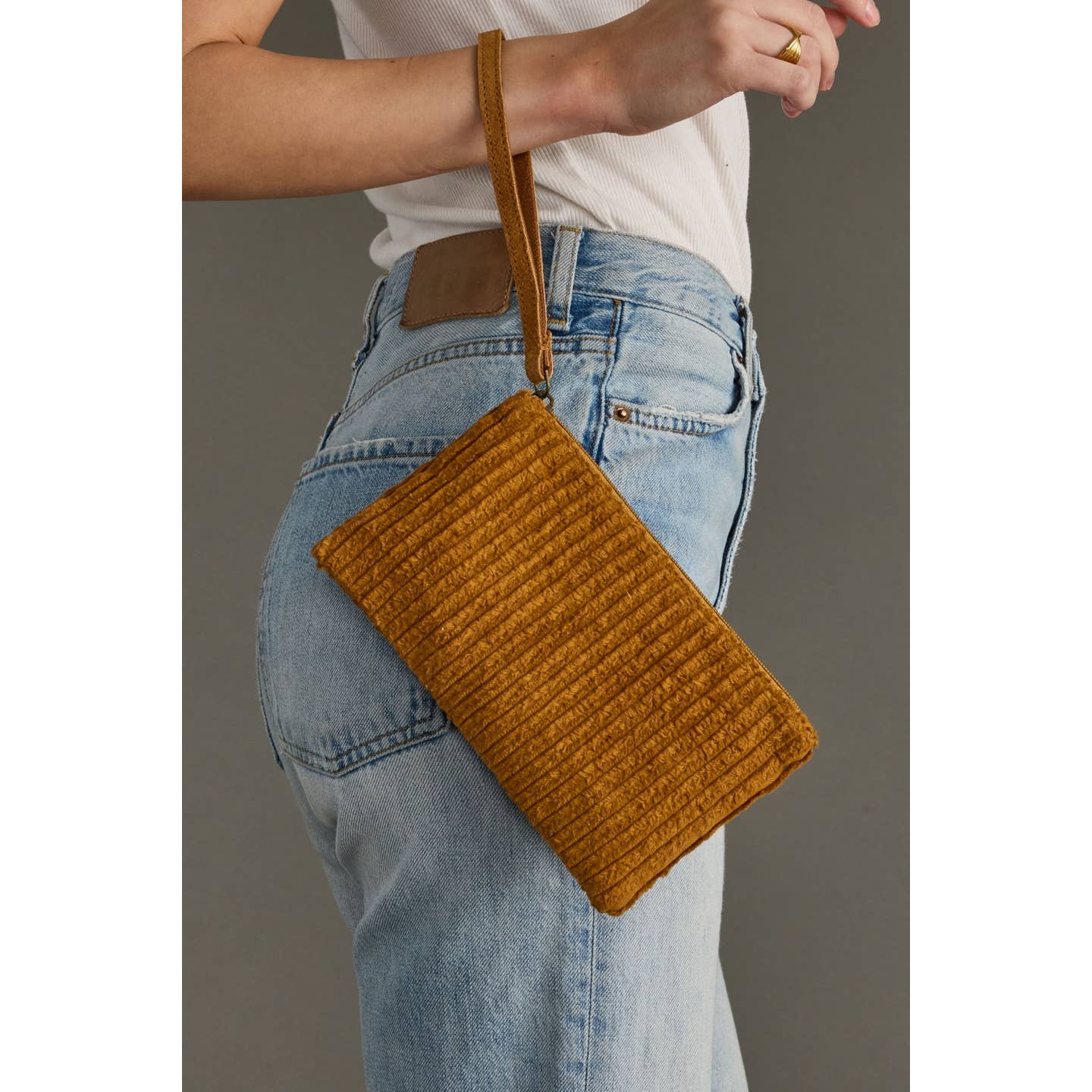 JTTP Products Mustard Corduroy Wristlet