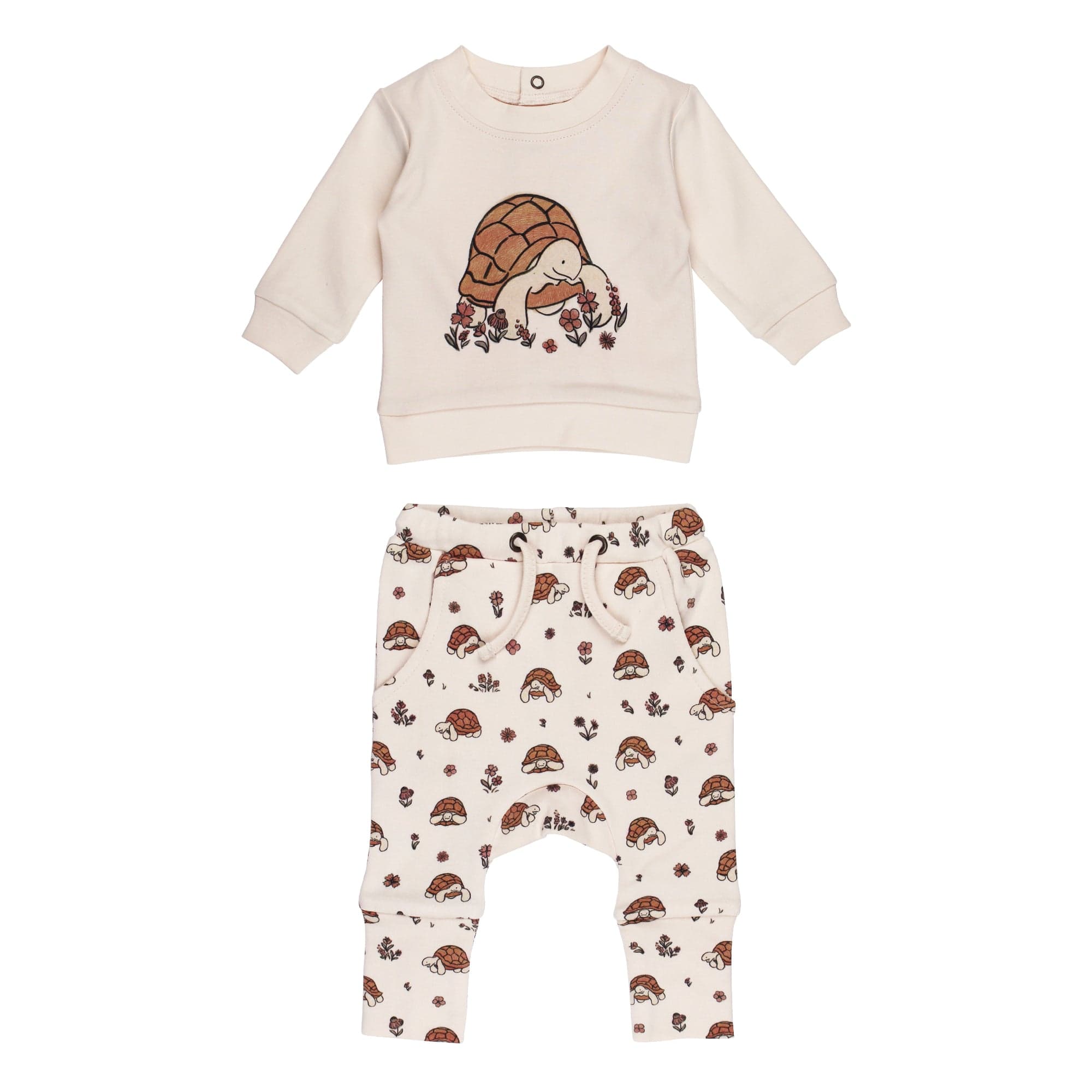 JTTP Products Organic Sweatshirt & Jogger Set, Tiny Tortise