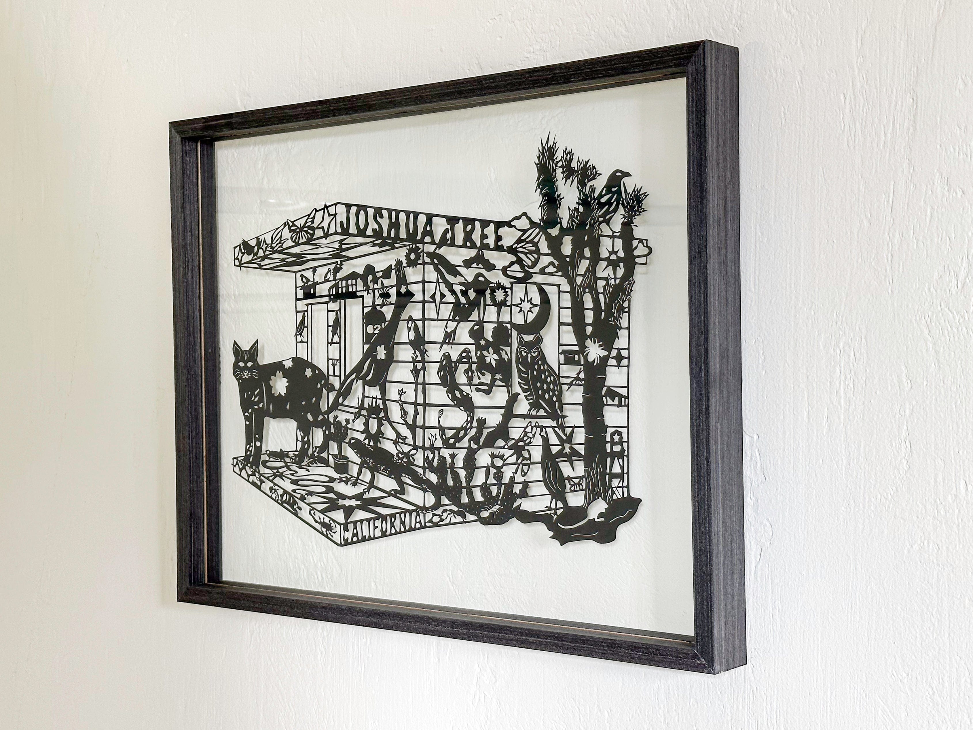 kreaturetown Joshua Tree:  Framed-Float "Homestead" - Large Cut Paper