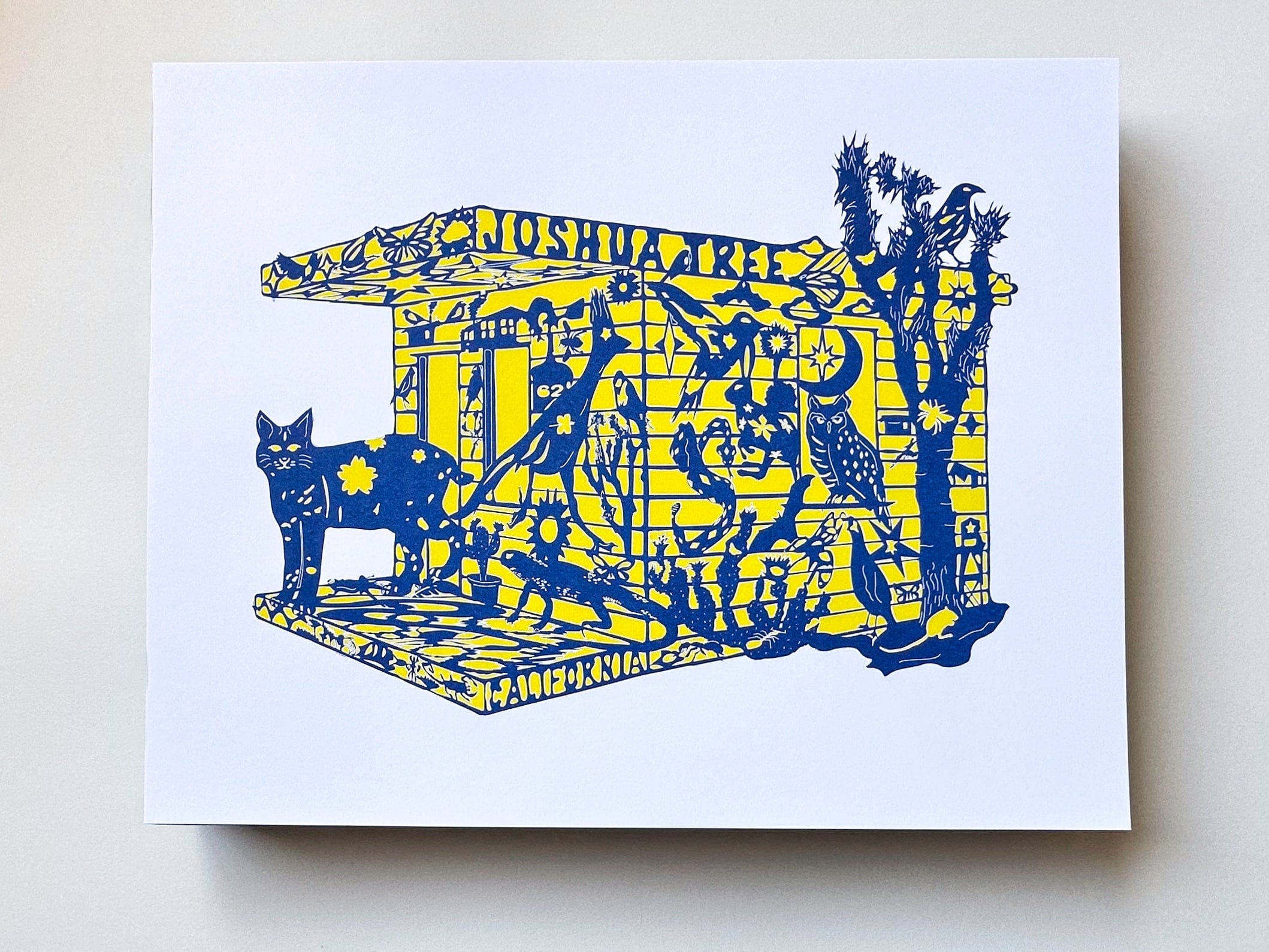 kreaturetown Joshua Tree:  "Homestead"    11x14 Risograph Print