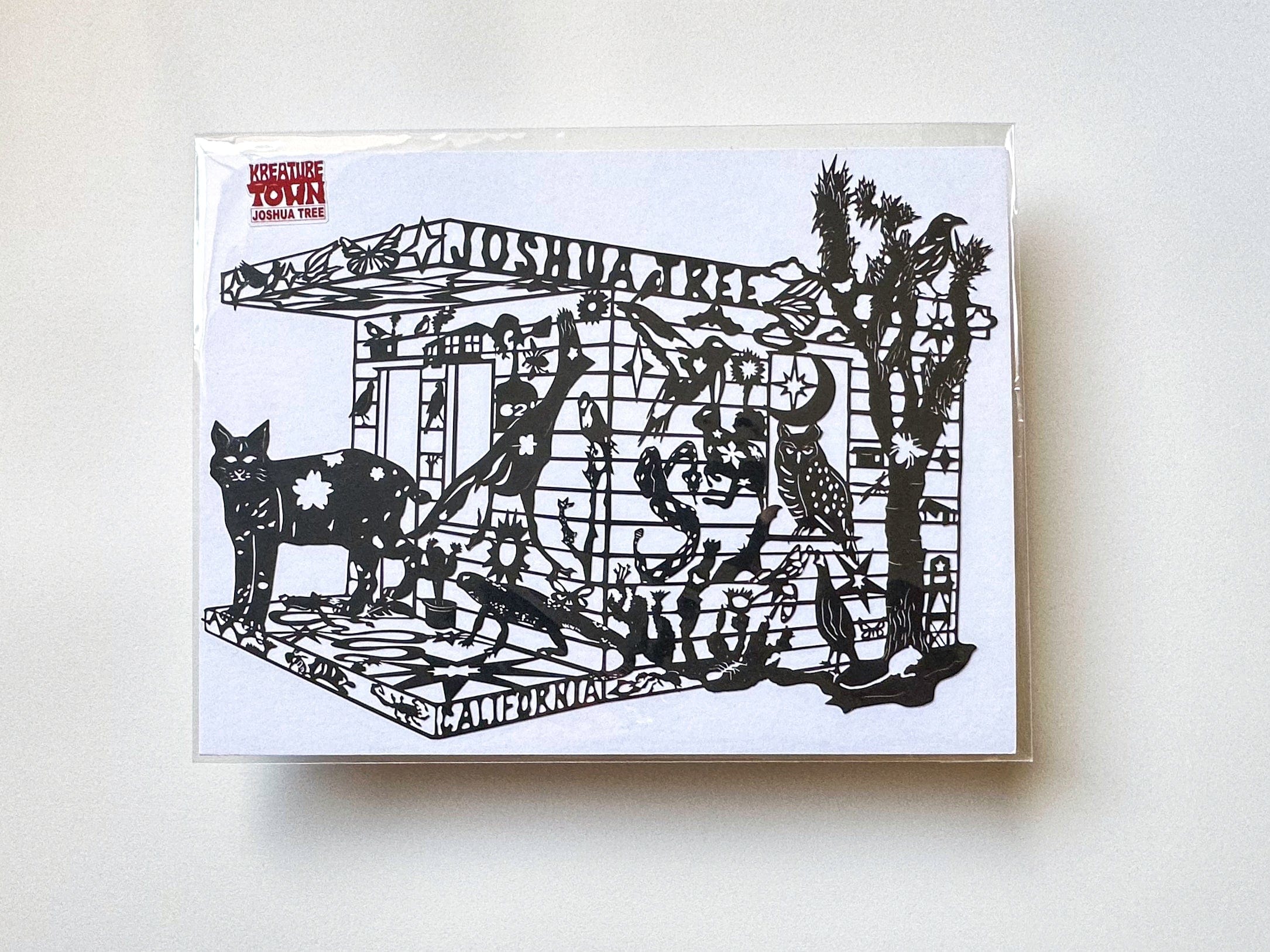 kreaturetown Joshua Tree:  "Homestead"  9x12 Cut Paper