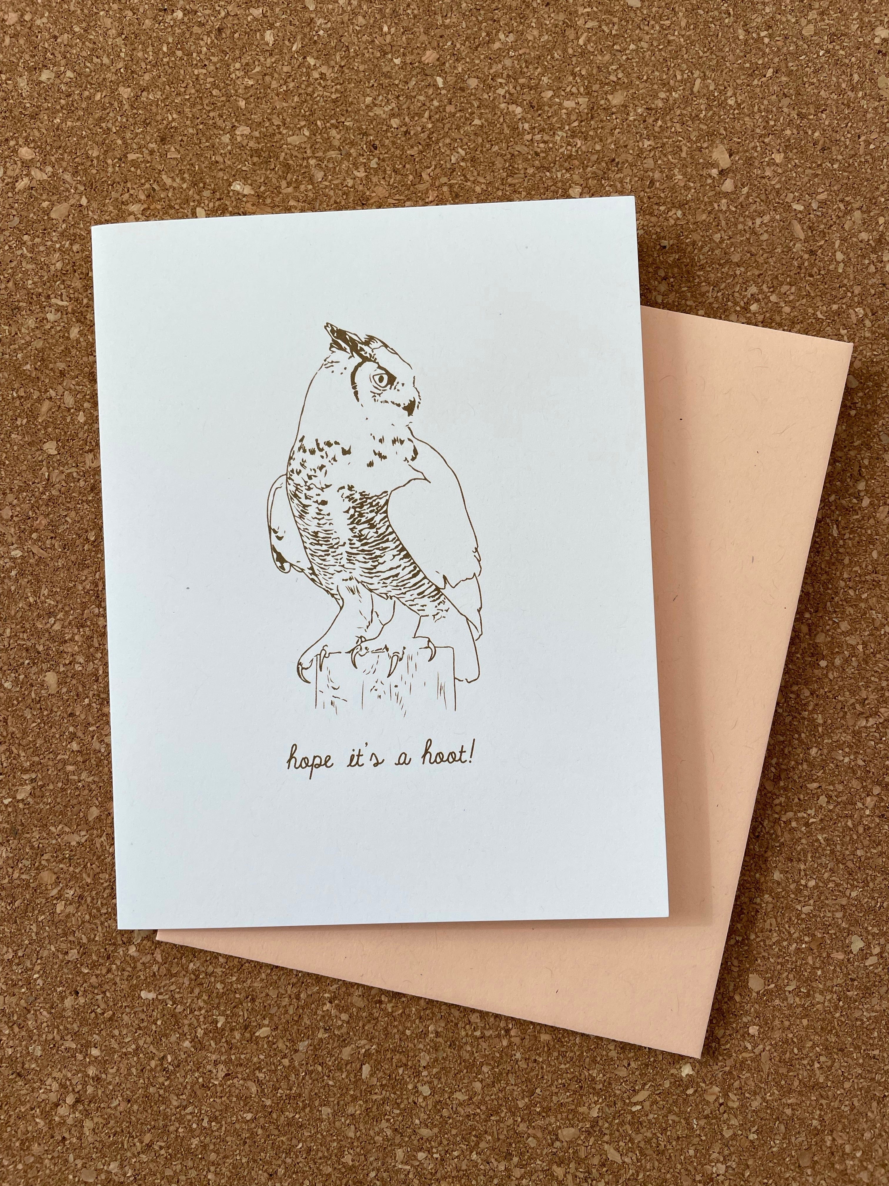 Opal Atlas Great Horned Owl Greeting Card - hope it's a hoot!