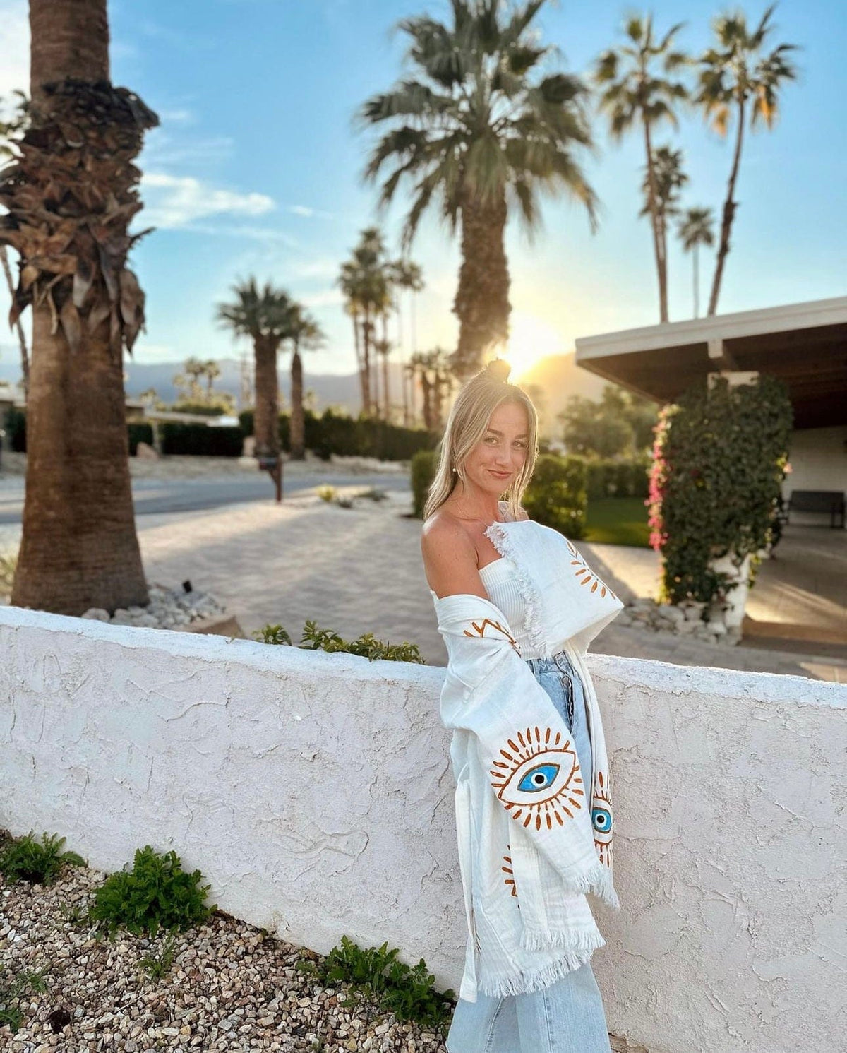 Rancho Relaxo Evil Eye Kimono available in Joshua Tree at JT Trading Post