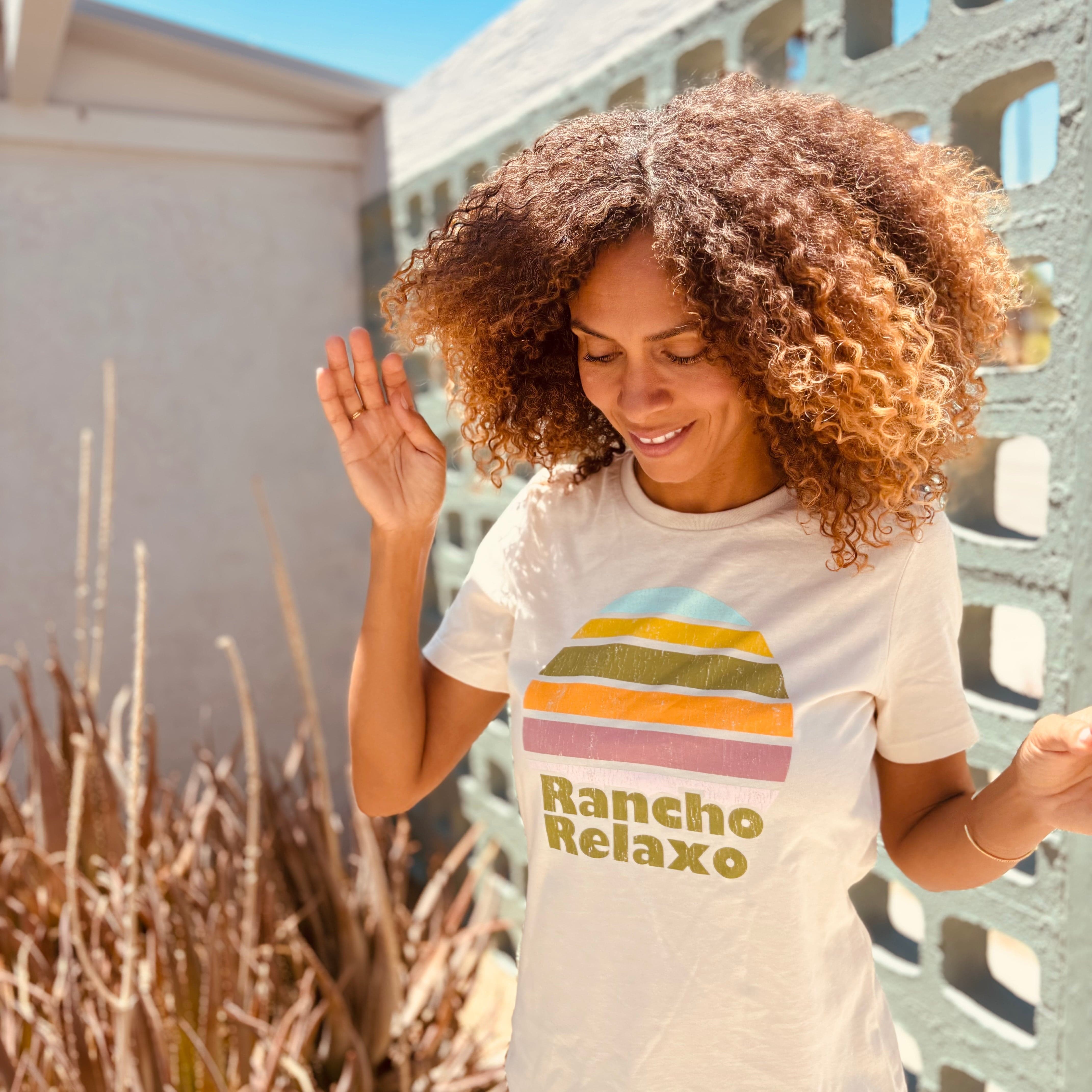 Rancho Relaxo Rainbow Sun Boyfriend Heather Tee