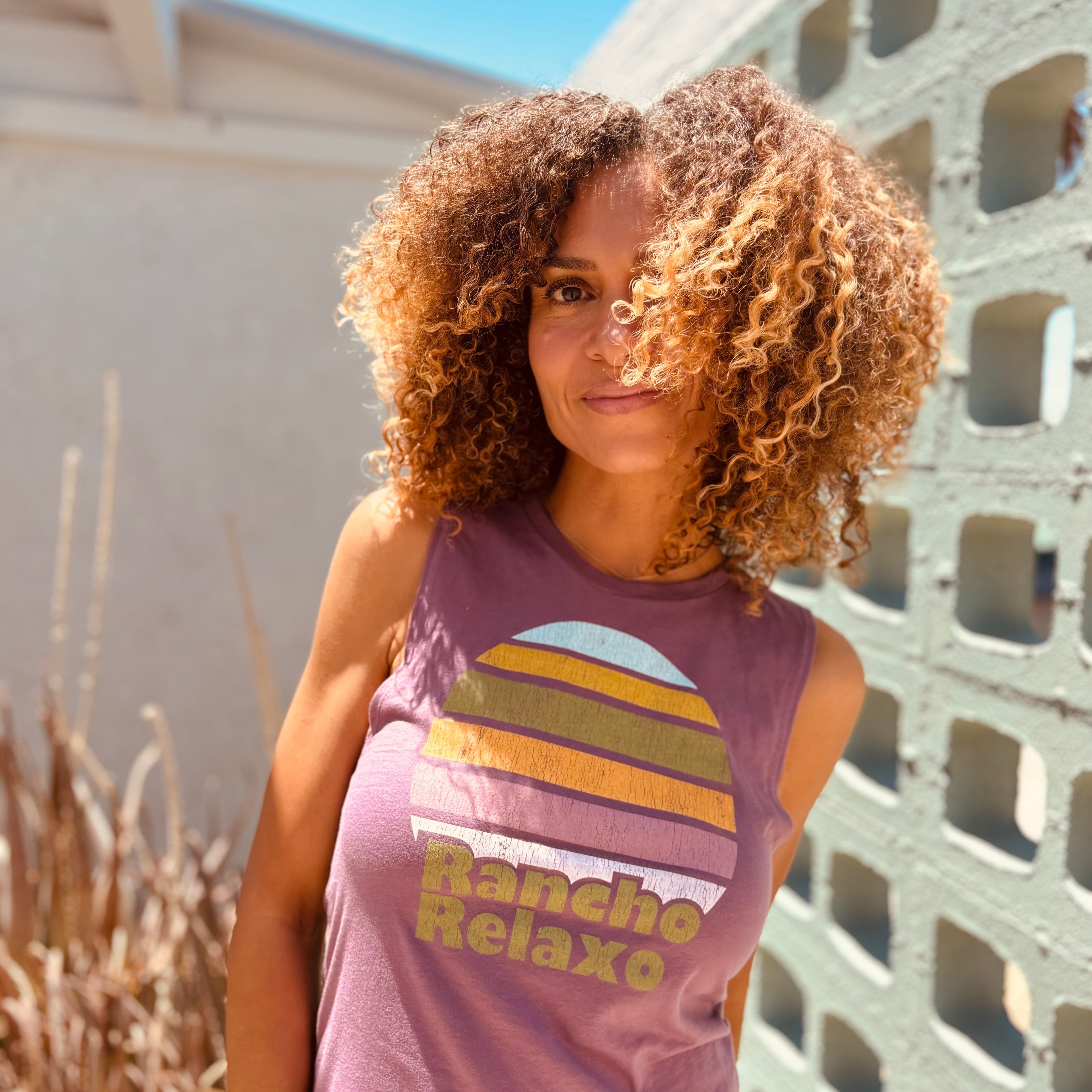 Rancho Relaxo Rainbow Sun Ladies Muscle Tank